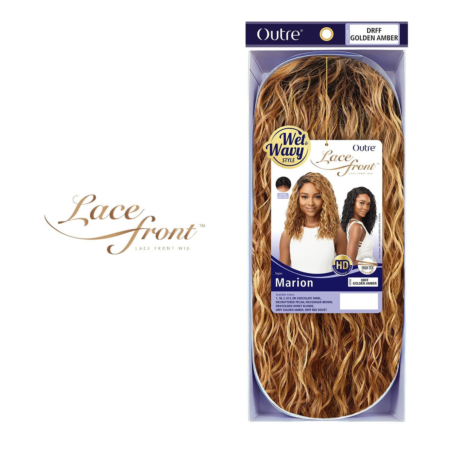 Outre Wet and Wavy Style Lace Front Wig HD Transparent MARION (1B)