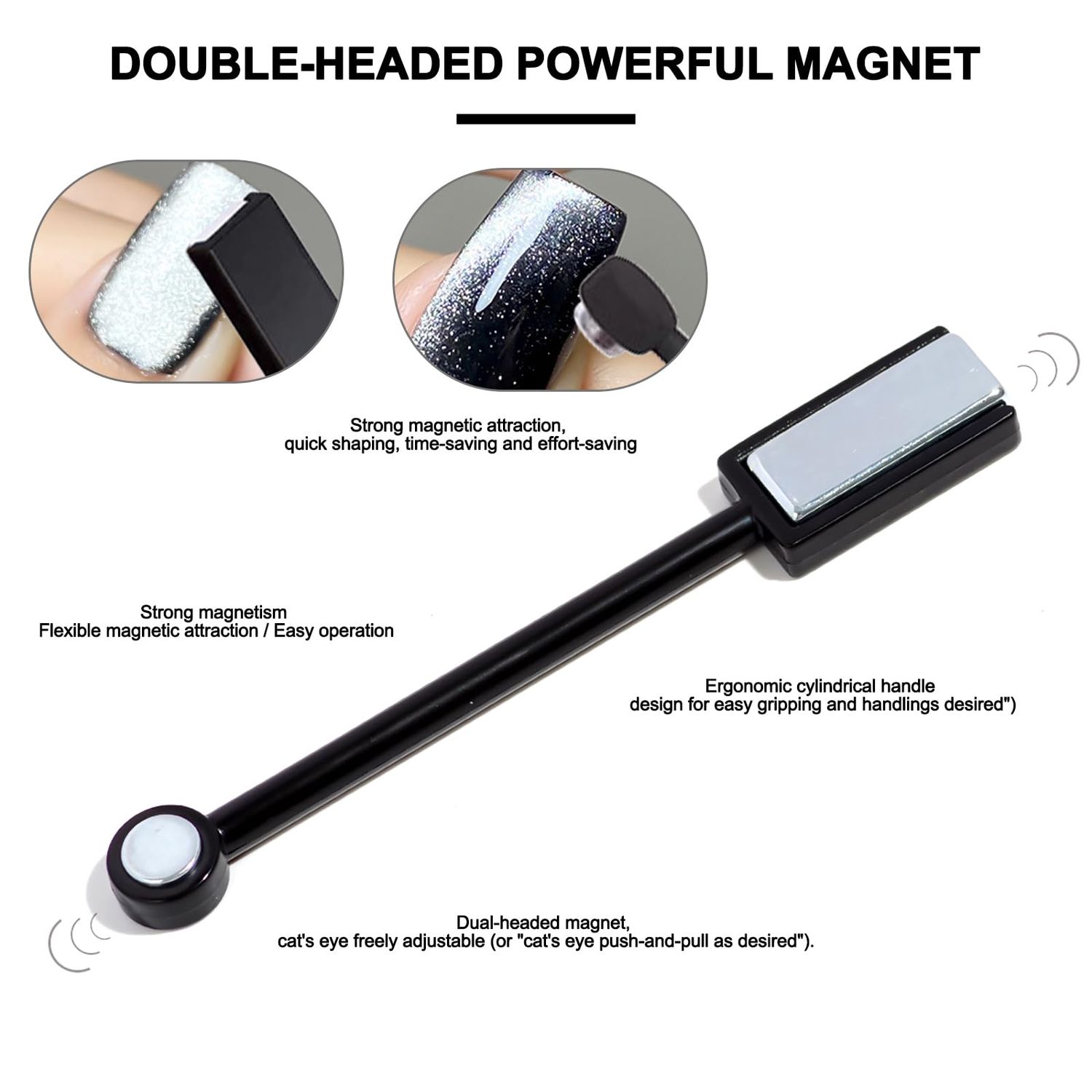 XEAOHESY 60 Pieces Cat Eye Magnet for Nails Beads Cube Nail Magnet Multi-Functional Nail Magnet Wand Magnet Stick Magnetic Pen 9 Nail Magnet Plates With Different Patterns for Cat Eye Gel Nail Polish