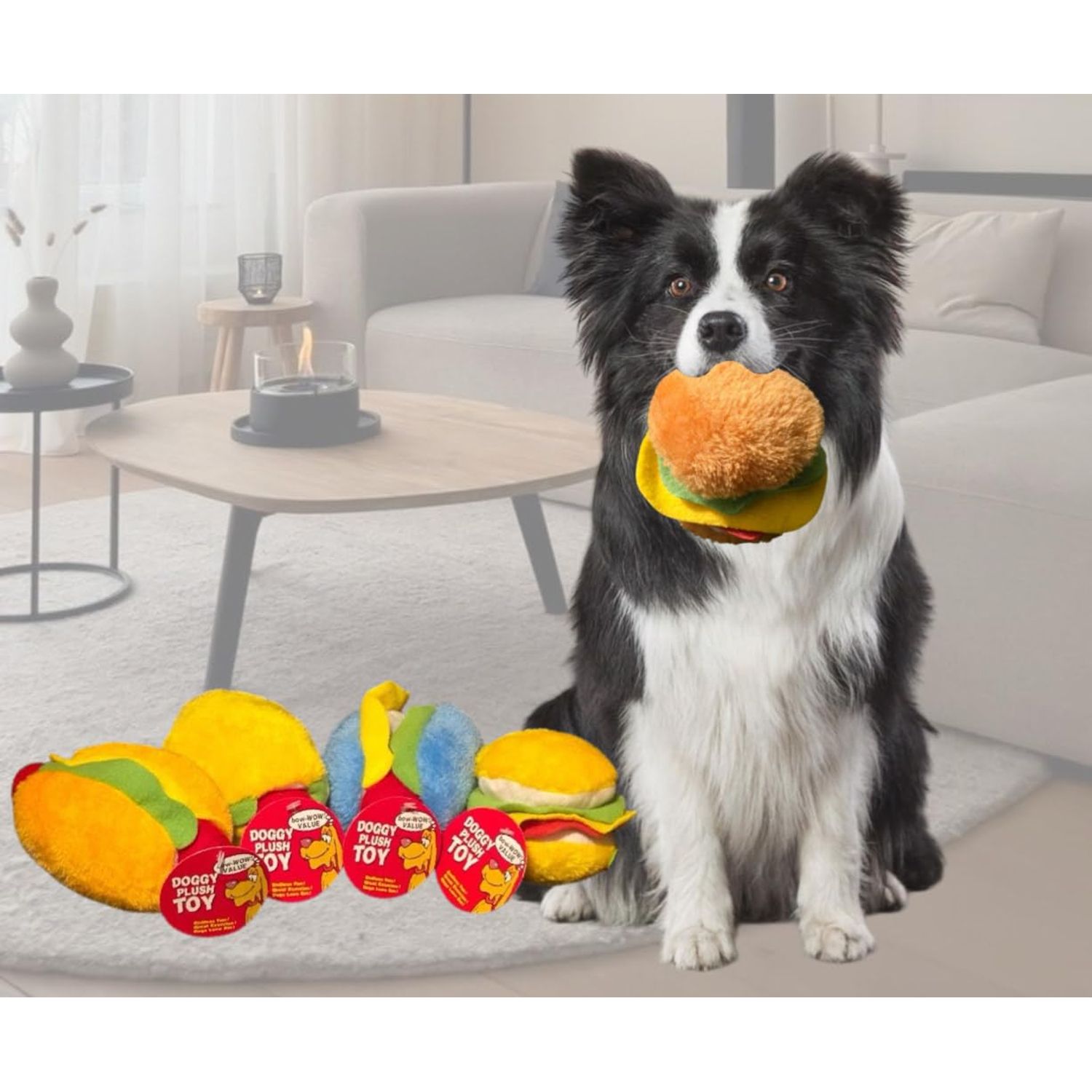 HEALTH & OUTDOORS Hot Dog and Hamburger Squeaker 2 Pack Combo Pack Chew Toy for Dogs, Funny Cute Plush Toy (Colors Vary)