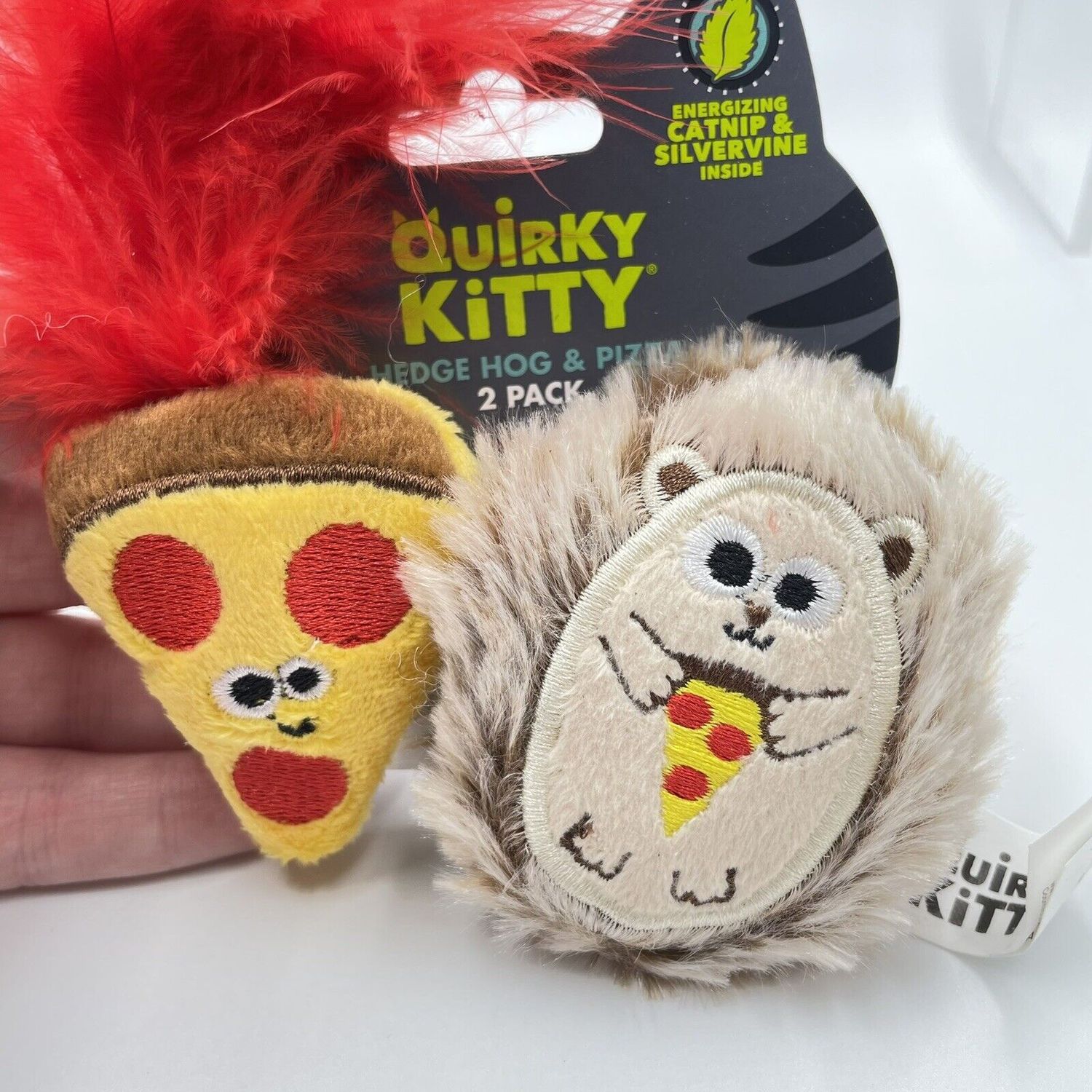Quirky Kitty Hedge Hog & Pizza All Natural Catnip Cat Toys Pet Toy New