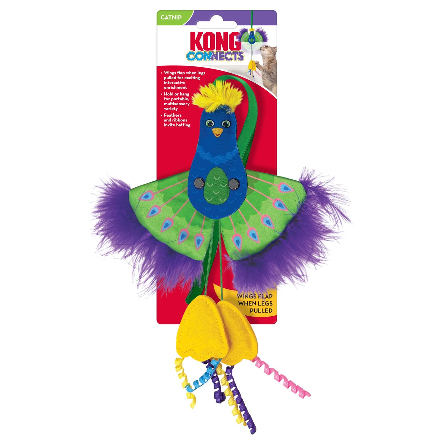 KONG Connects Peacock Interactive Cat Toy with Feathers and Catnip