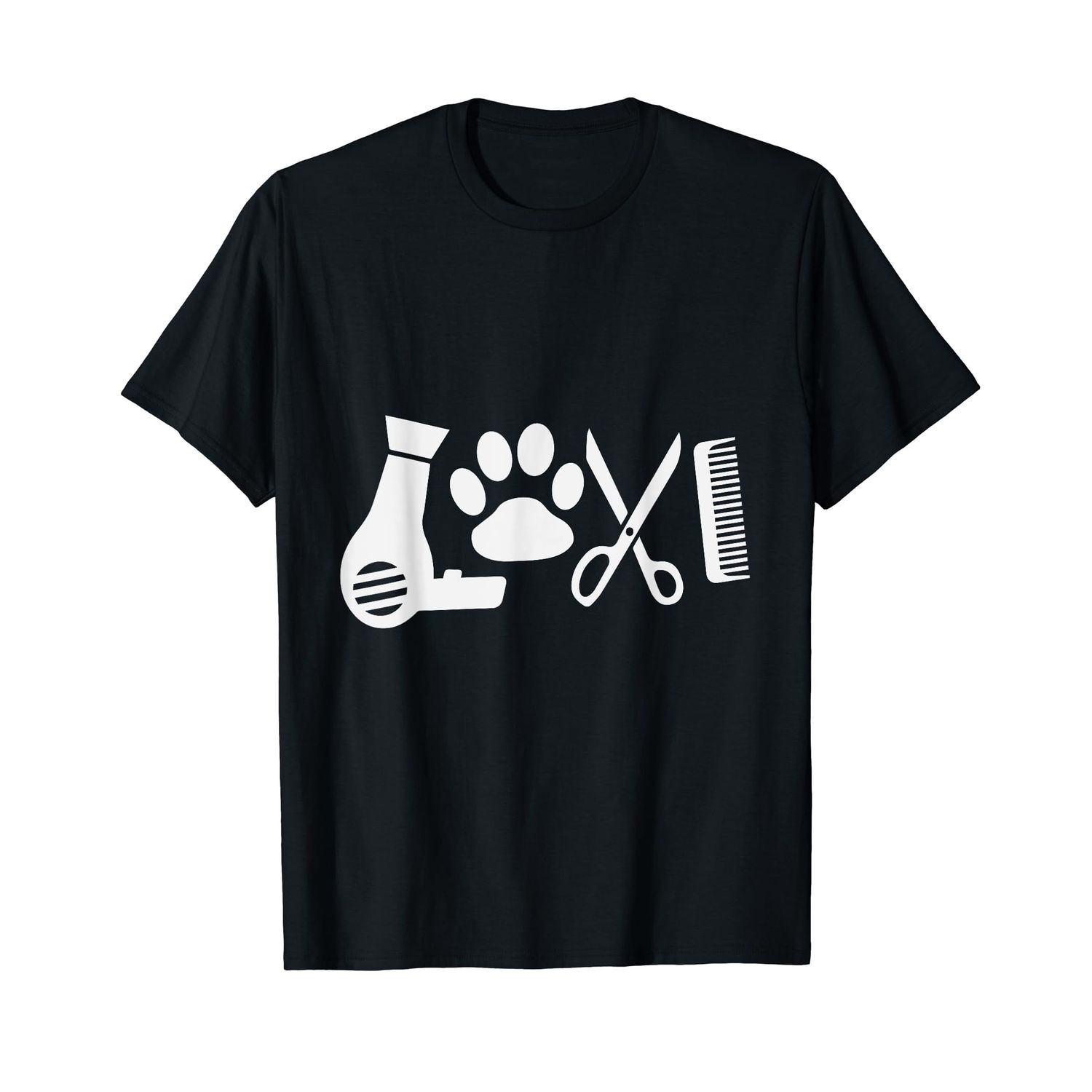 Dog Groomer Love T Shirt Dog Grooming Hairdryer Paw Scissors