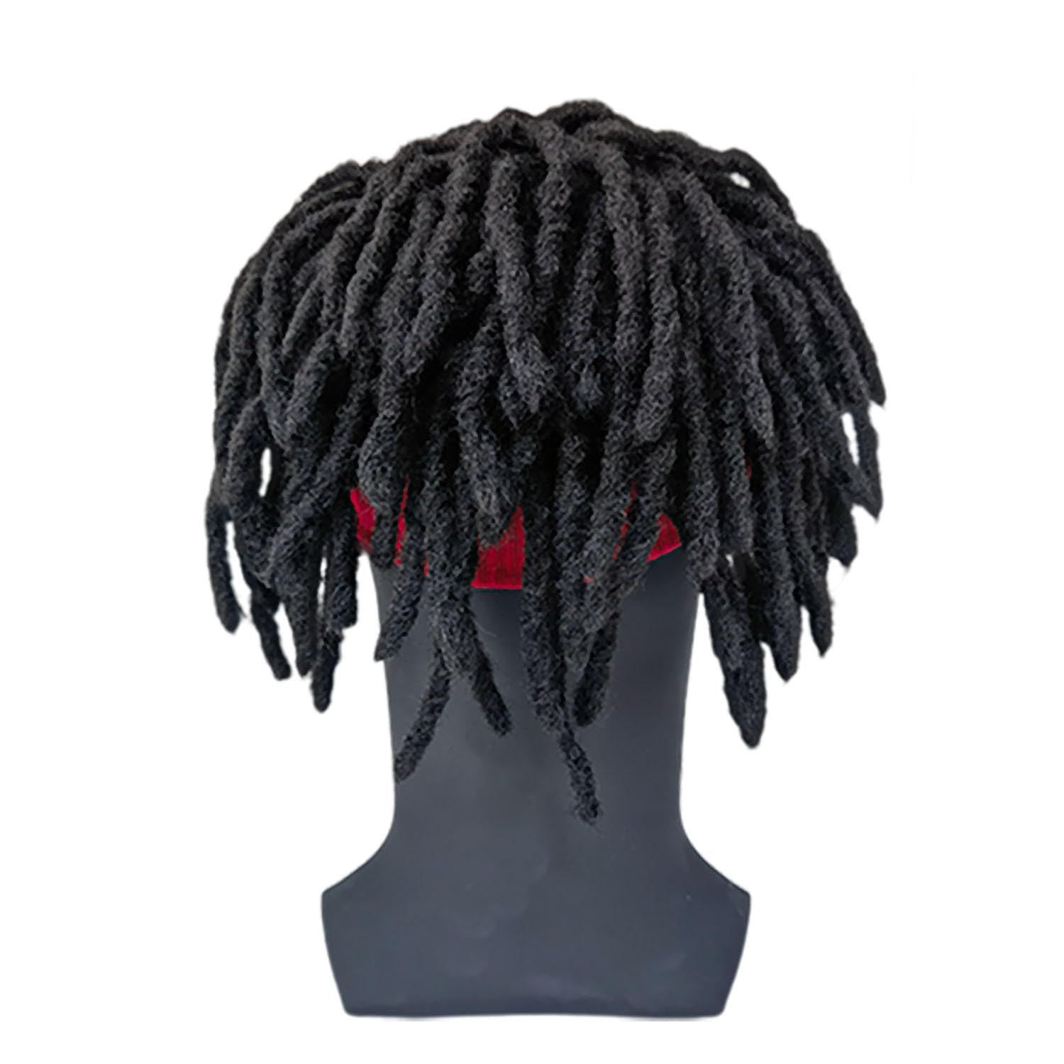 Braided Wig with Red Headband comes with three Hair Rings Silver Hip-Hop Sporty for Costume Black Wig Cap Unisex Dreadlock Wig