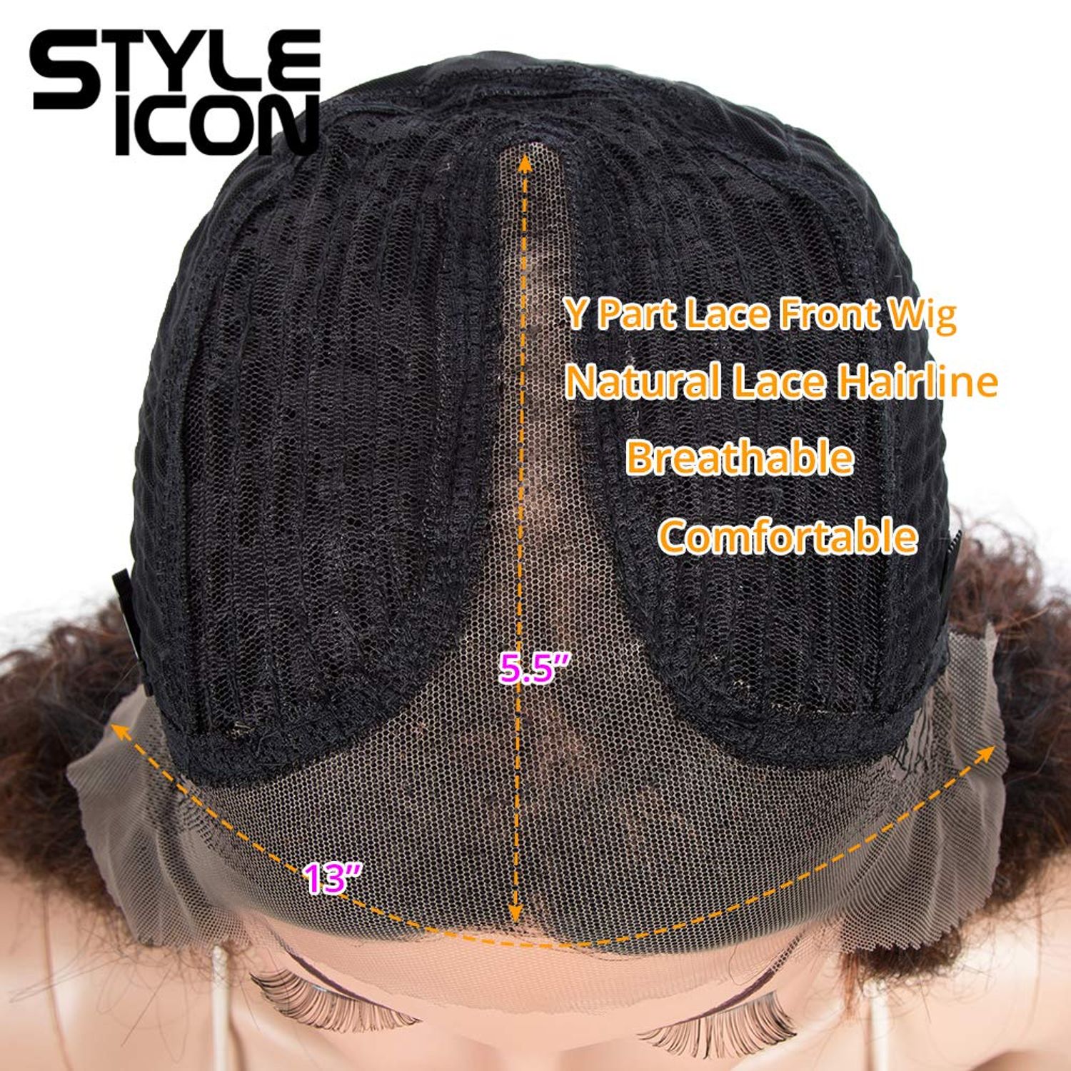Style Icon Y Part Lace Wigs 32" Middle Part Lace Front Wigs Synthetic Wigs Ombre Lace Wig Density 130% (Y-Part Lace Wigs, TAT1B/33D/130E)