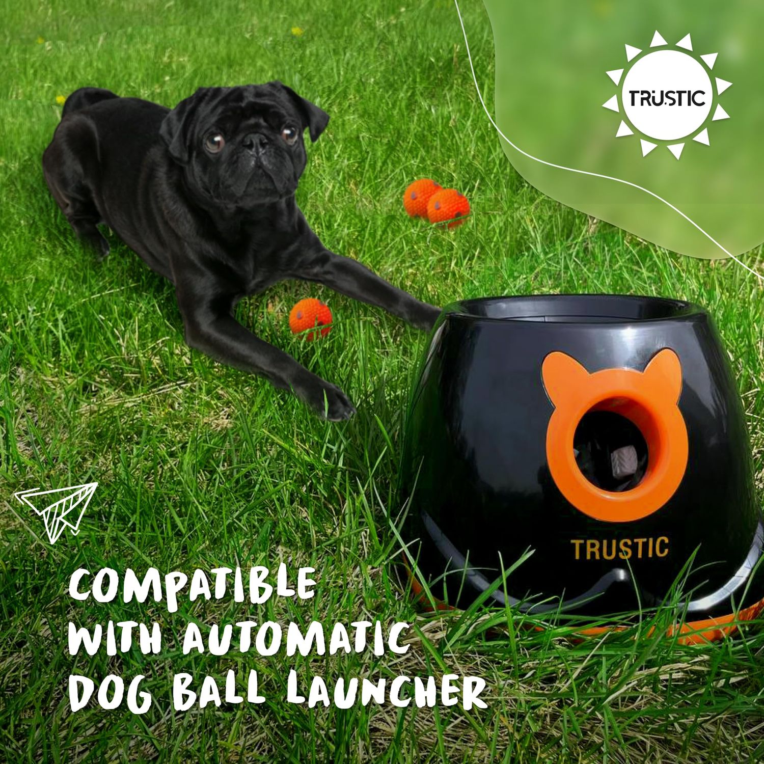 Trustic Balls 2 inch for Small and Medium Size Dogs - for Automatic Dog Ball Launcher, Playing Fetch, and Dog Toy (Balls Pack of 8)