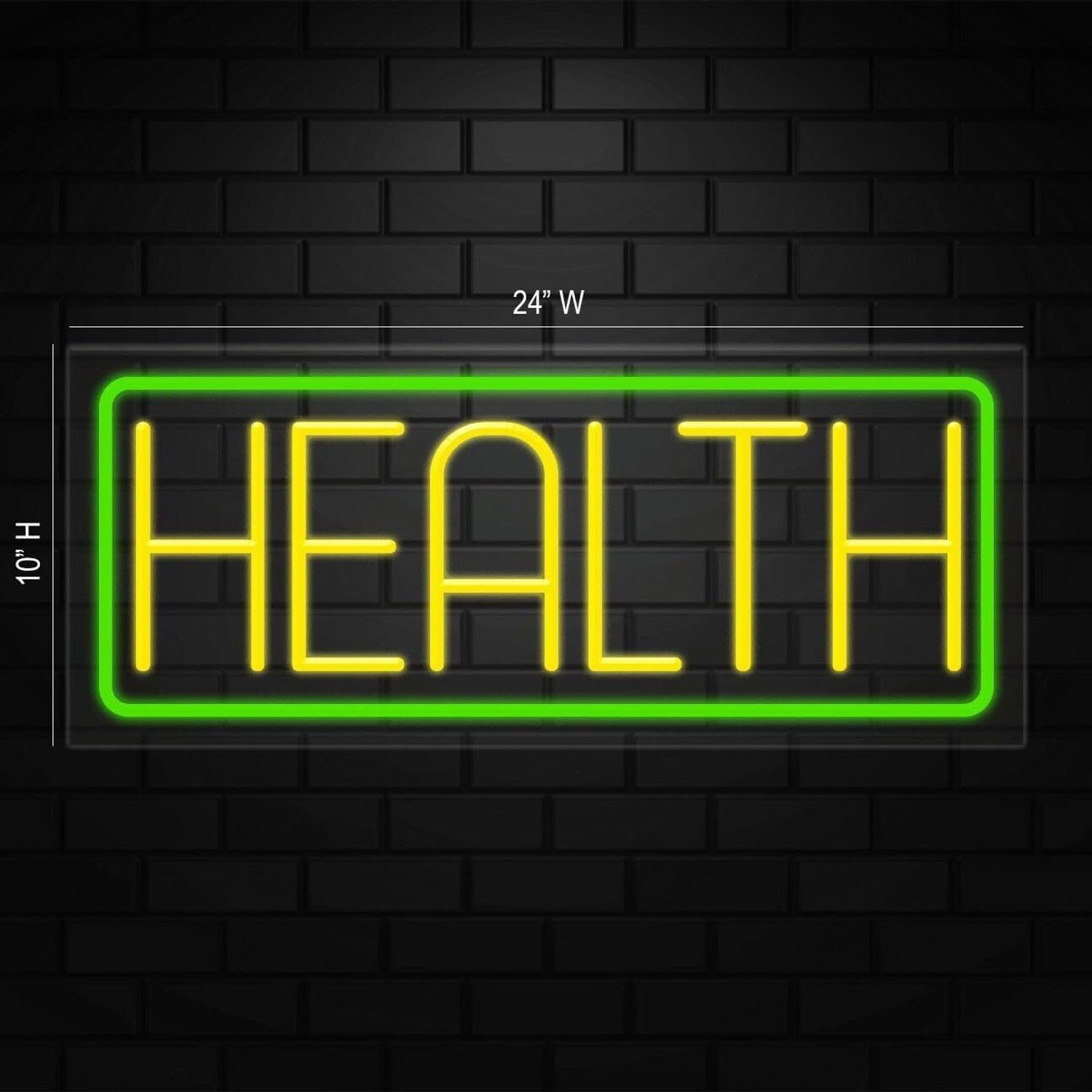 Health Neon Sign for Retail Displays | LED Flex Neon | 24"W x 10"H x 1"D