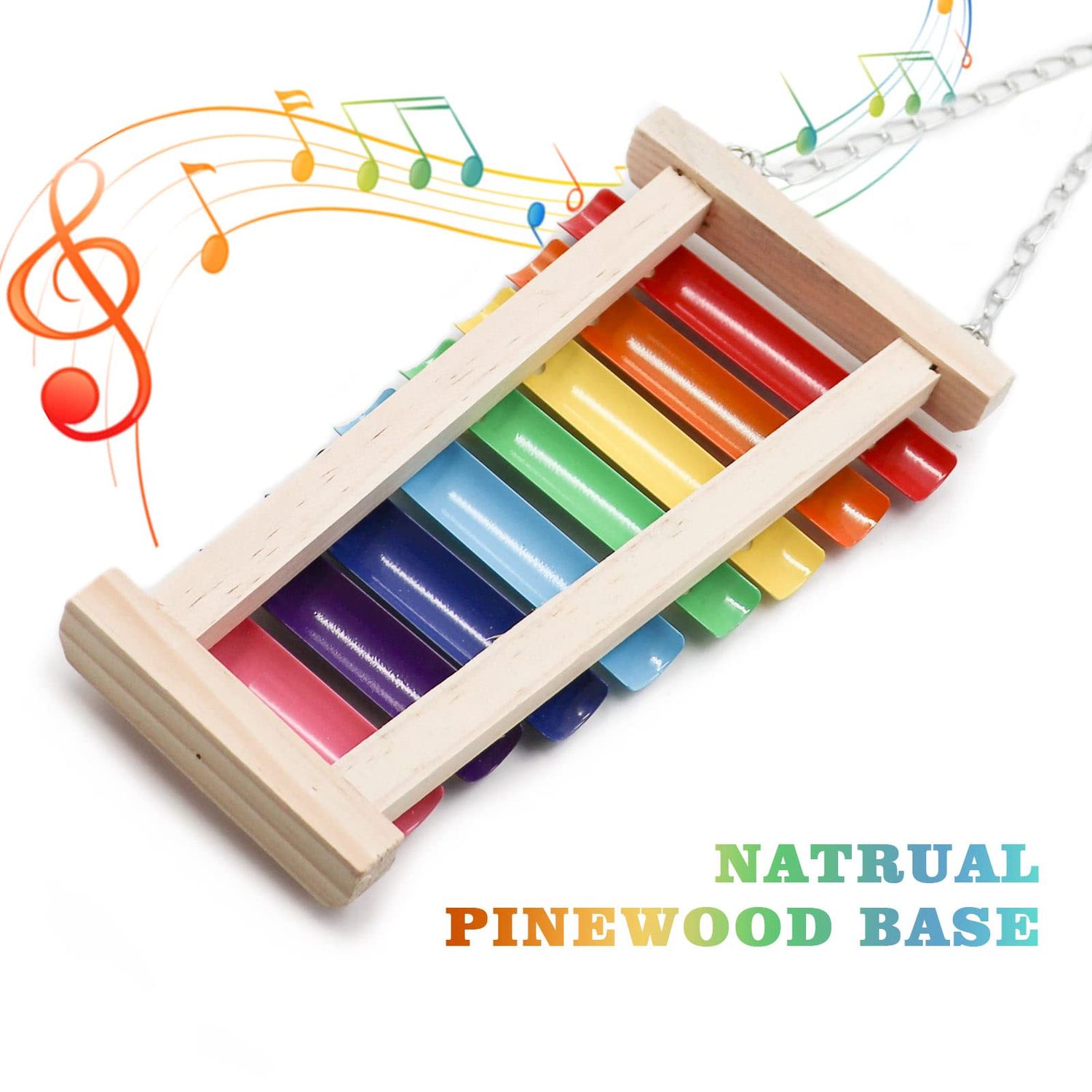Colorful Bird Xylophone Toy, Suspensible Funny Xylophone Toy with 8 Metal Keys, Bird Cage Toy Accessories for Chicken Bird Parrot Parrot Parakeet Budgies Love Birds