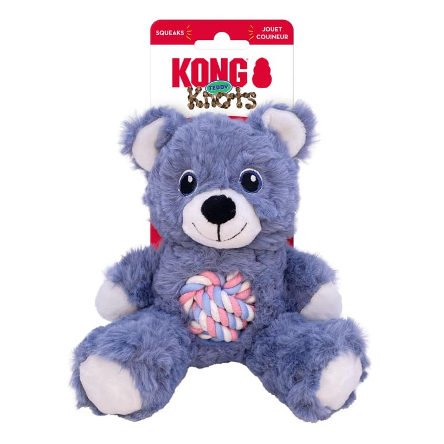 KONG Knots Teddy Bear - Knotted Rope Tummy and Tail - Soft Plush Dog Toy (Small)
