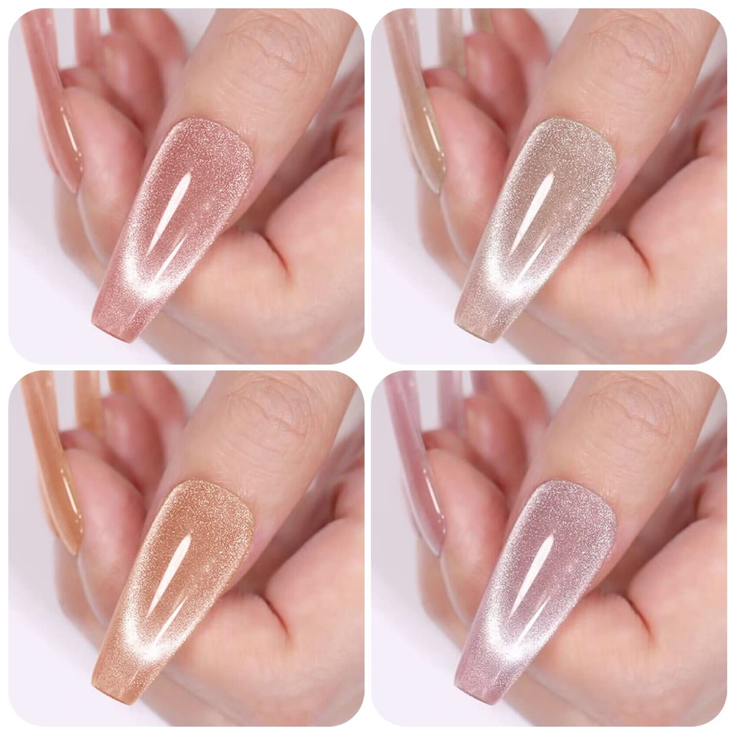 Vishine Glitter Galaxy Cat Eye Gel Nail Polish Set with Magnet for Holographic Cat Eye, Salon Gel Manicure and Nail Art DIY at Home 8ml