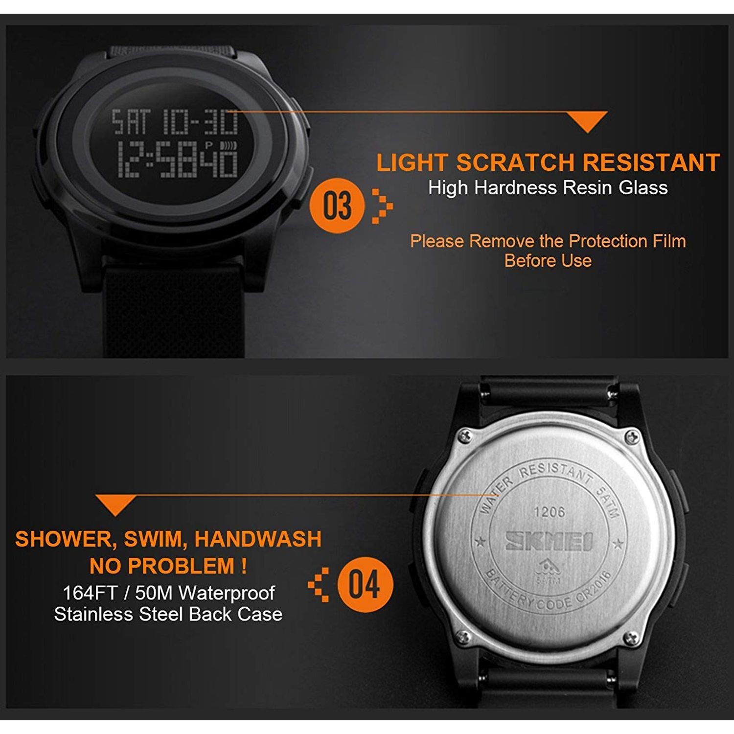 MJSCPHBJK Men's Digital Sports Watch Electronic Military Waterproof Watches for Men Outdoor Running with LED Back Light Alarm Stopwatch Army Watch