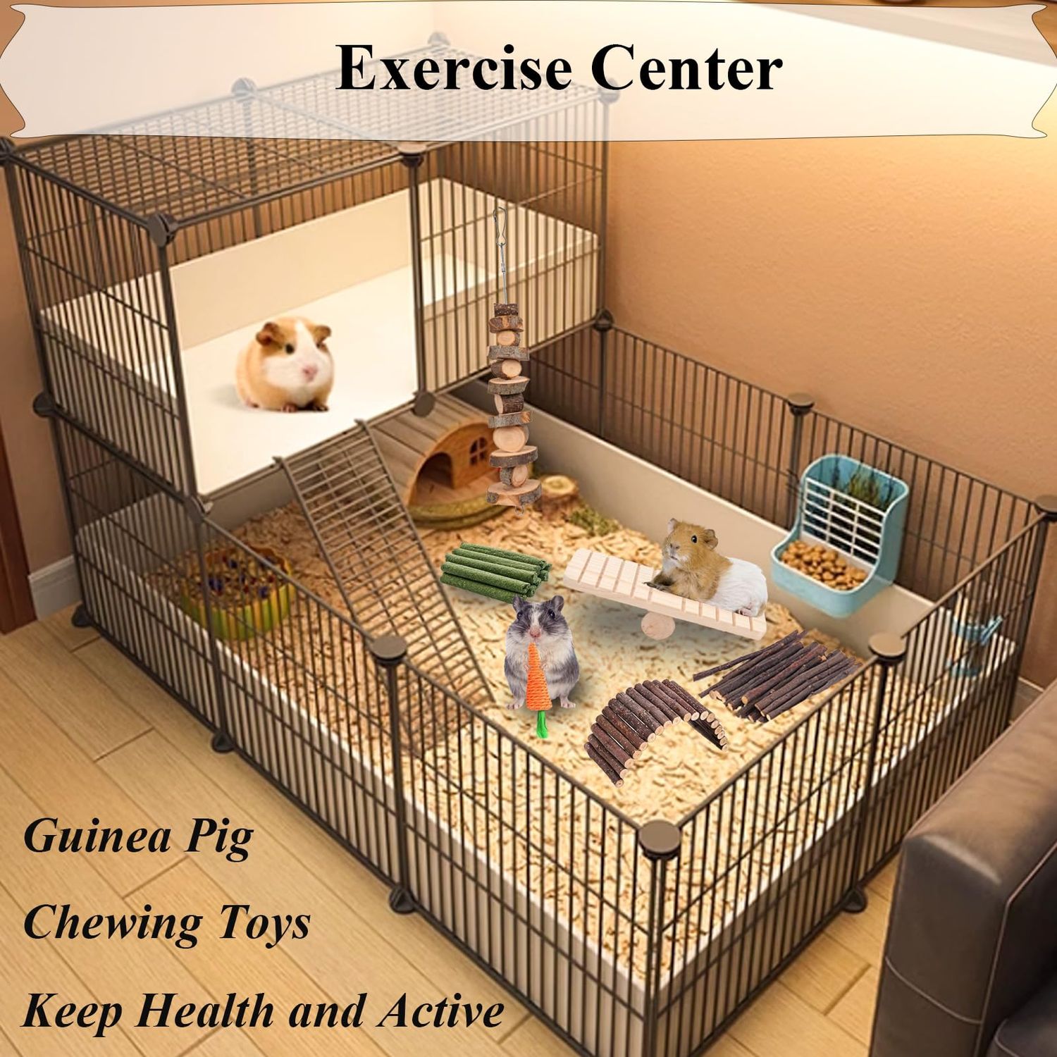 Grddaef Hamster Toys, Rabbit Chew Toys Guinea Pig Enrichment Toys Cage Accessories for Chinchilla Gerbils Rats Bunny Squirrels