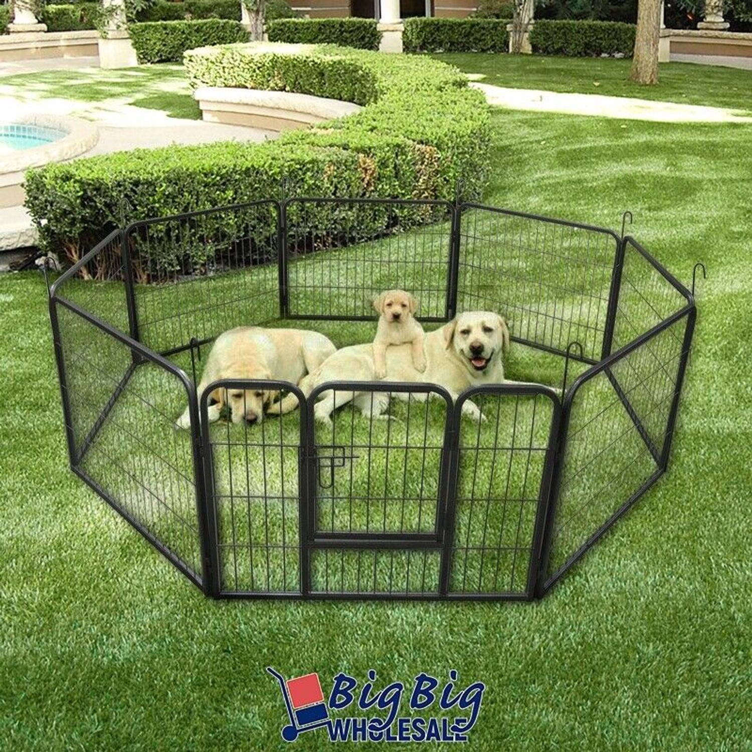 24 Inch 8 Panels Tall Cat Dog Playpen Large Crate Fence Pet Kennel Exercise Cage