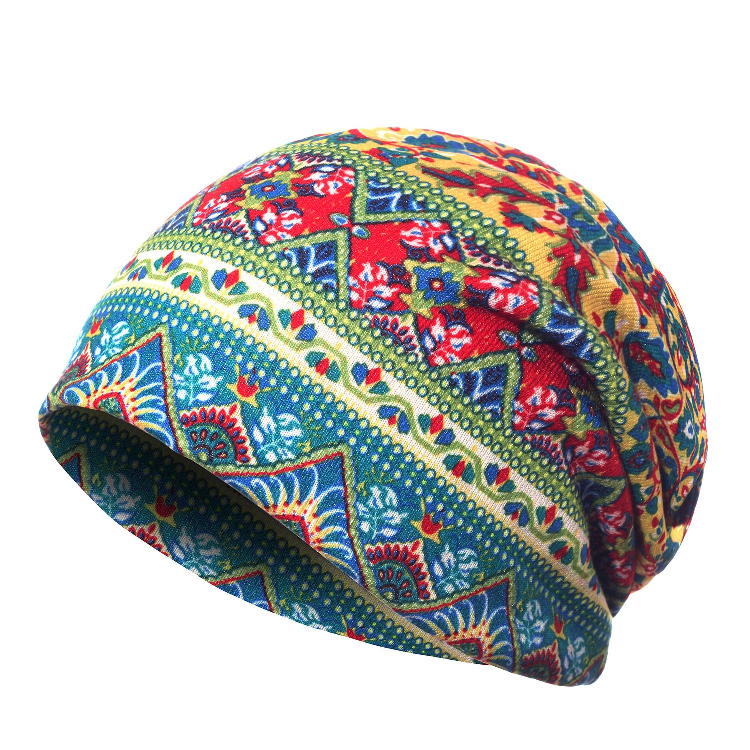 Jemis Women's Baggy Slouchy Beanie Chemo Cap for Cancer Patients (2pcs Red & Green)