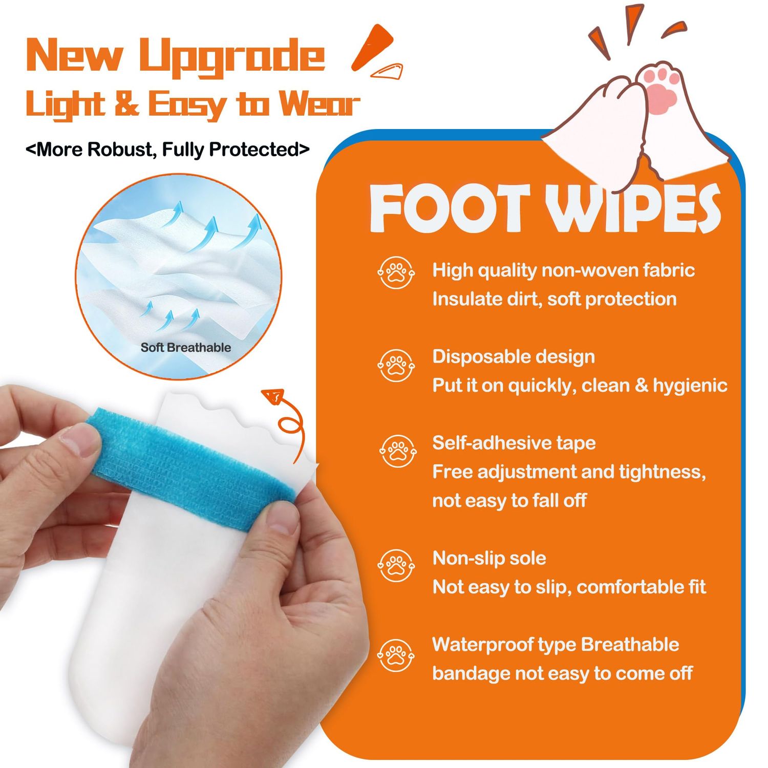 20 Disposable Dog Boots, Disposable Waterproof Dog Boots, Disposable dustproof Dog Shoes, with 3 Rolls of Adjustable self-Adhesive Bandages for Enhanced Adhesion (L)