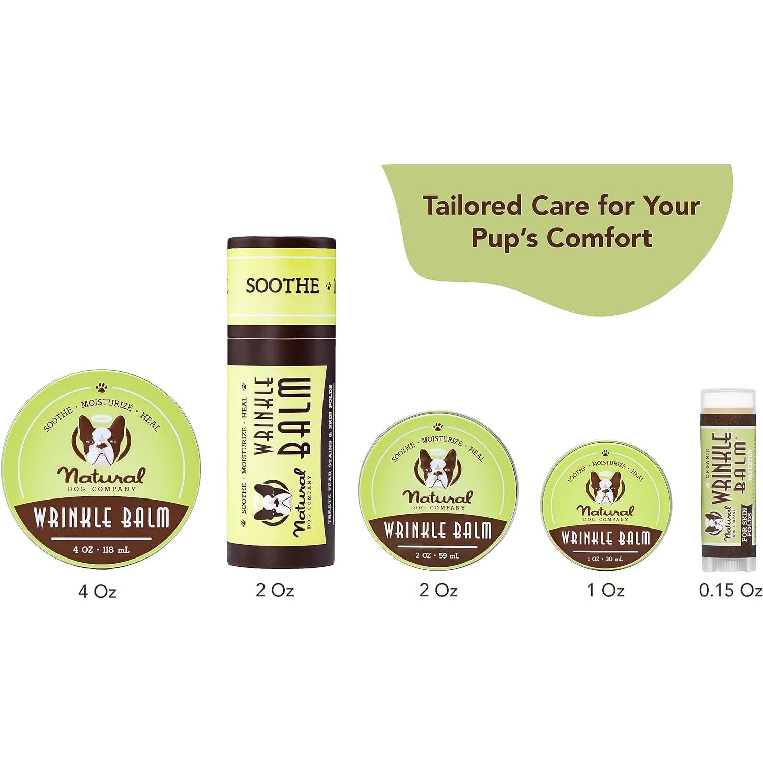 Natural Dog Company Wrinkle Balm, Travel Stick, 0.15 oz, Dog Lotion for Dry Itchy Skin, Cleans Wrinkles, Yeast Infection Treatment for Dogs, Plant Based, Frenchie Dog Accessories, Made in USA