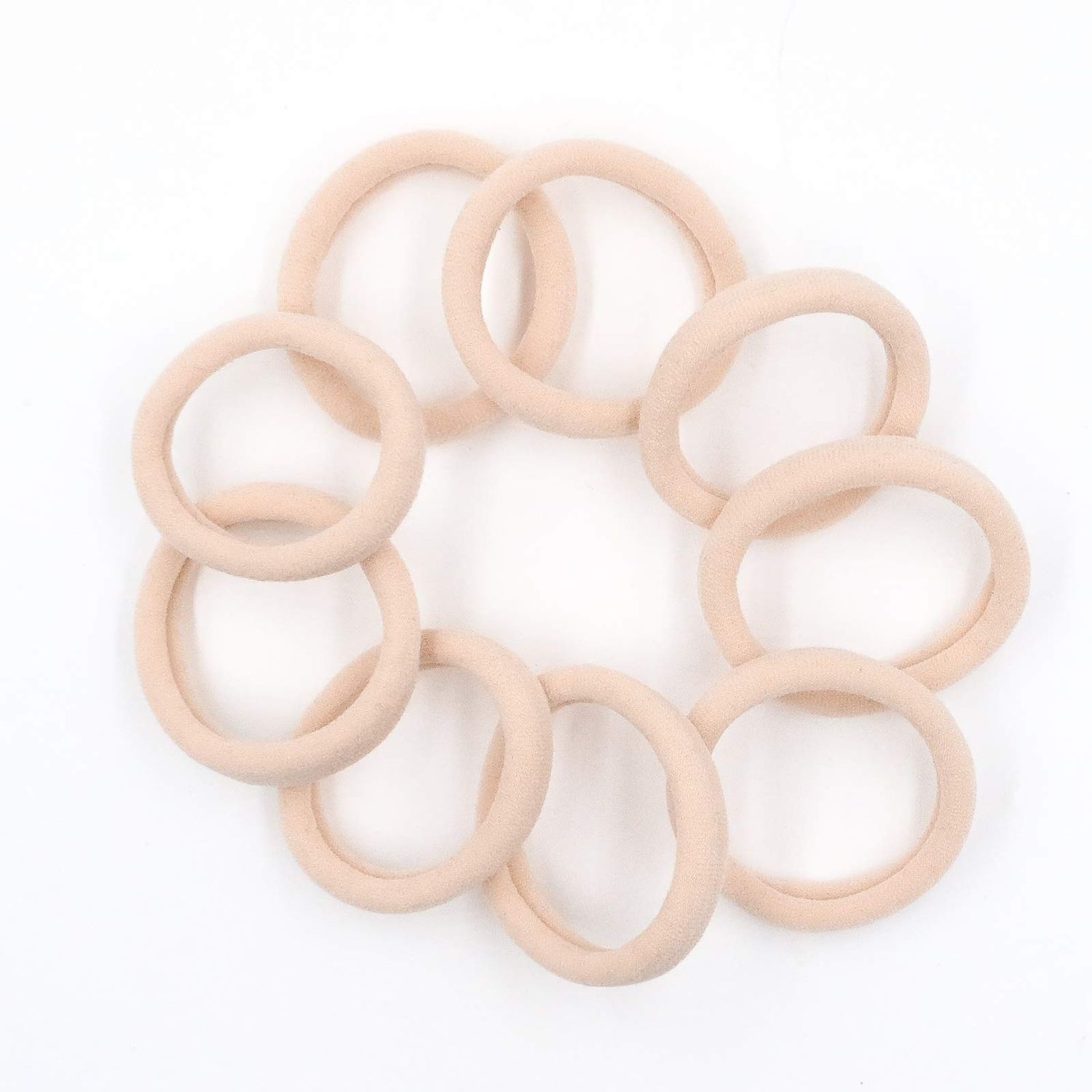 HOYOLS Soft & Stretch 1.6 Inch Cotton Hair Ties Large Hair Bands Nylon Fabric Ponytail Holder for Thick Heavy Curly Hair, No Slip No Damage Seamless Scrunchies Headbands 50 Pcs (Light Blonde)
