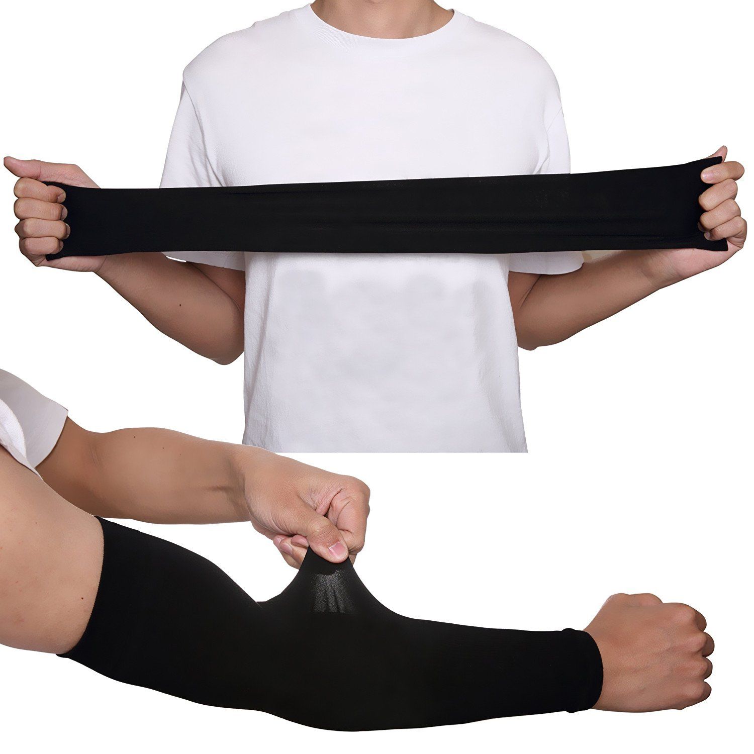 Finrray UV Protection Cooling Arm Sleeves Sun Sleeves Arm Cover for Women &Girls&Adult&Youth&Men Cycling, Running,Golf,Outdoor Tattoos Arm Warmer -Black,White,Beige