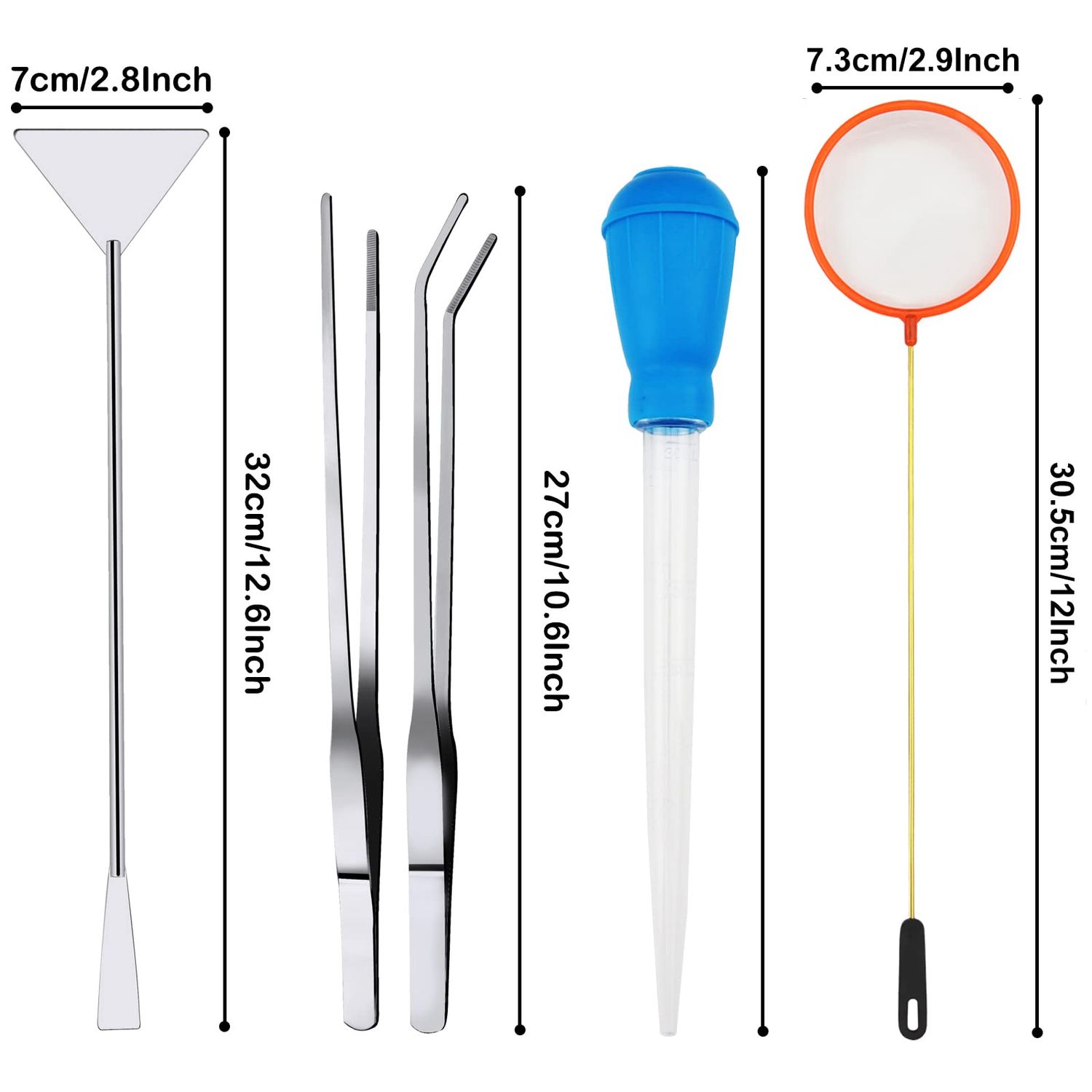PietyPet Fish Tank Cleaning Tools, 6 pcs Aquarium Cleaning Tools, Feeder Tools Kit, Aquarium Plants Cleaner, Algae Scraper for Glass Aquariums