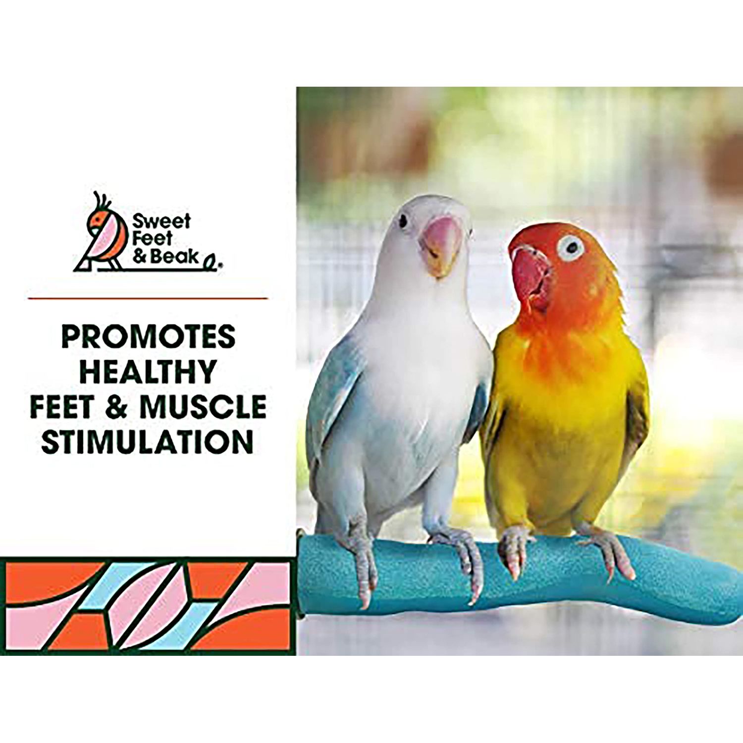 Sweet Feet and Beak Safety Pumice Perch - Trims Nails and Beak - Promotes Healthy Feet - Safe Non-Toxic Bird Supplies for Bird Cages - Medium 12"