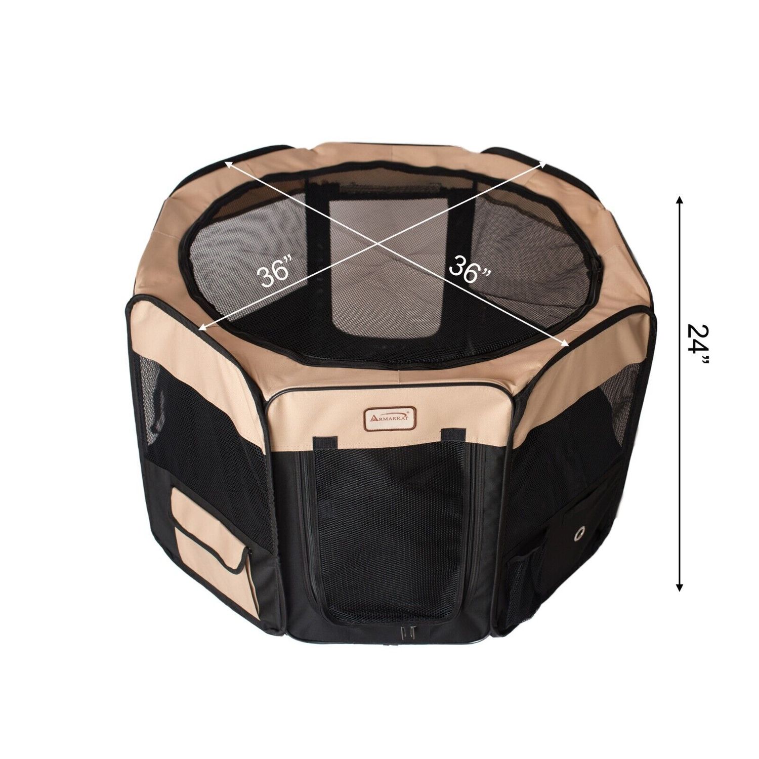 Armarkat PP003BGE-M Portable Pet Playpen In Black and Beige Combo