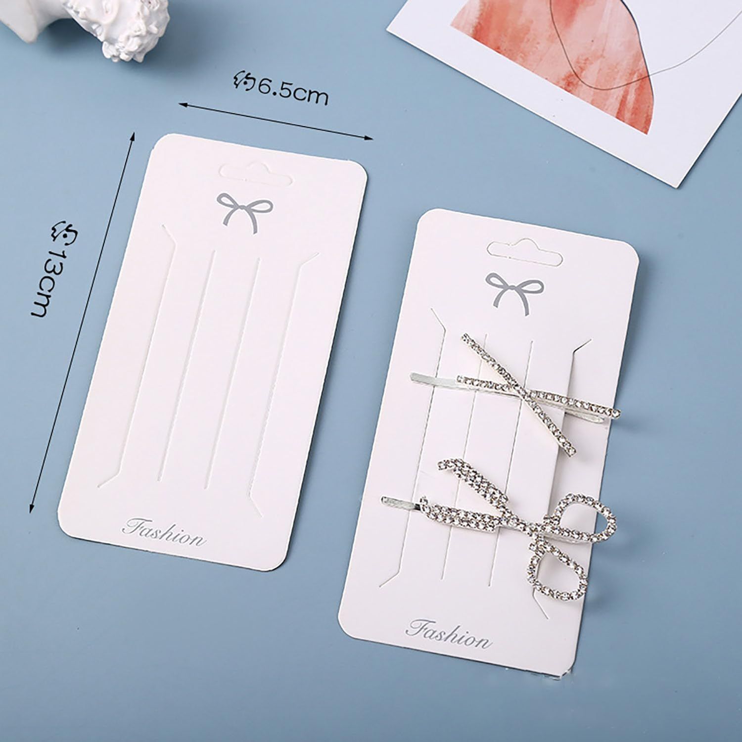 Doromy 100PCS Hair Clip Bow Display Cards Rectangular Clip Collecting Cardboard Kraft Paper Hair Bow Holder Cards for Hair Accessories Displaying Organizing Packaging 2.56 * 5.12Inch