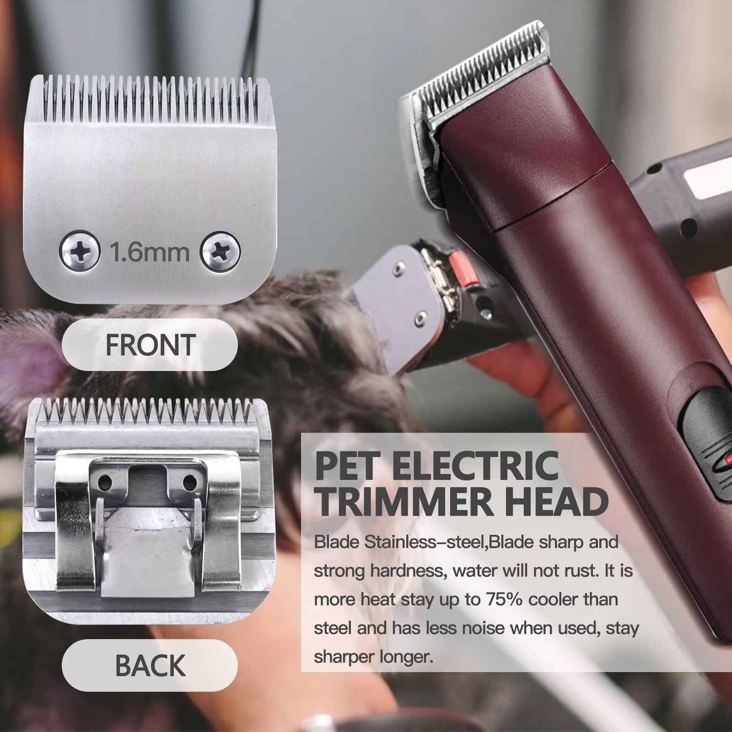JRSHOME 2024 Version Detachable Pet Dog Grooming Clipper Stainless Steel Blade for Andis Oster A5 (1.6mm)