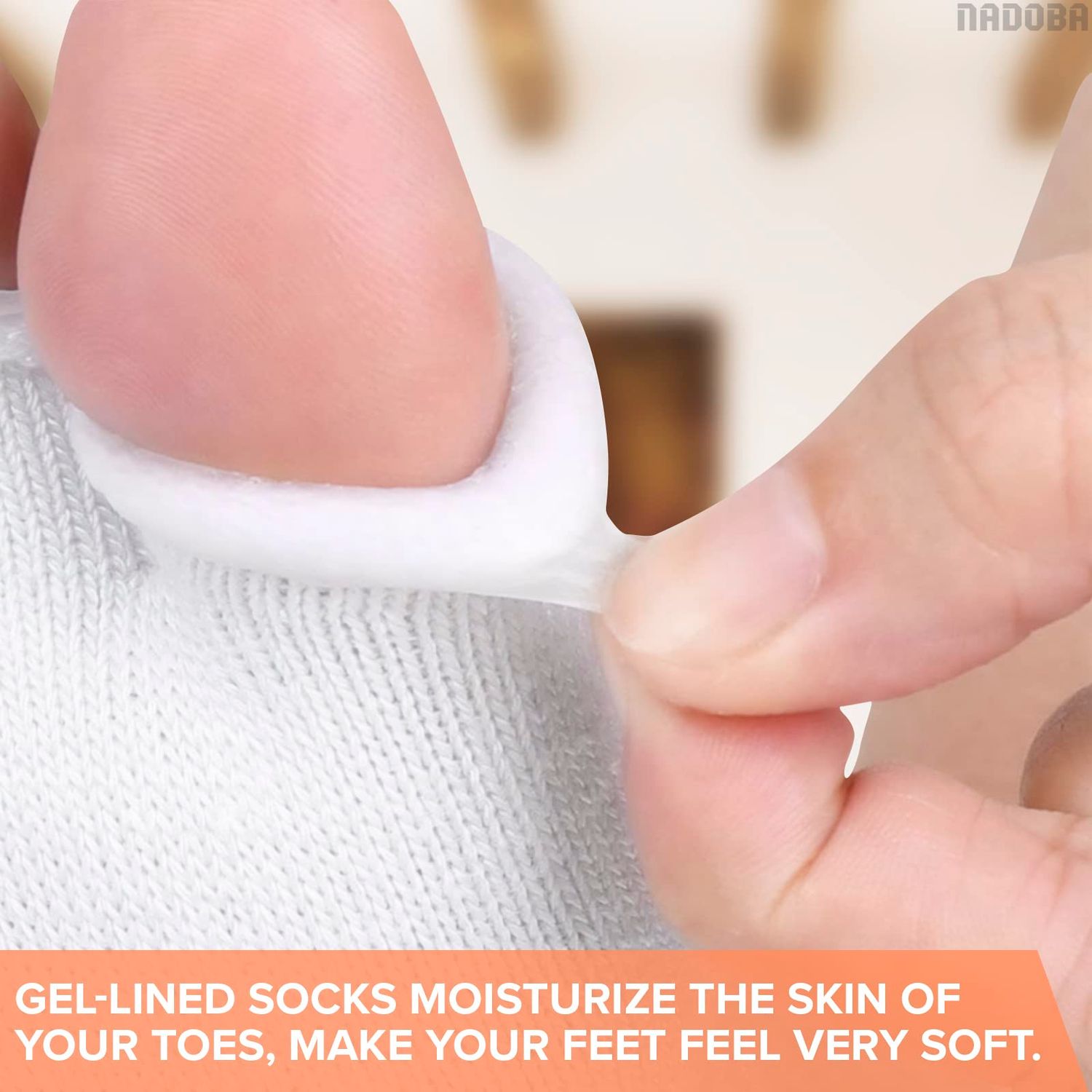 Gel Toe Separator Socks for Women – Pain Relief, Comfortable for Bedtime, Gel Toe Separators for Women Pedicure & Moisturizing, Fits US Sizes 6-10, Soft Cotton, Long-Lasting Design