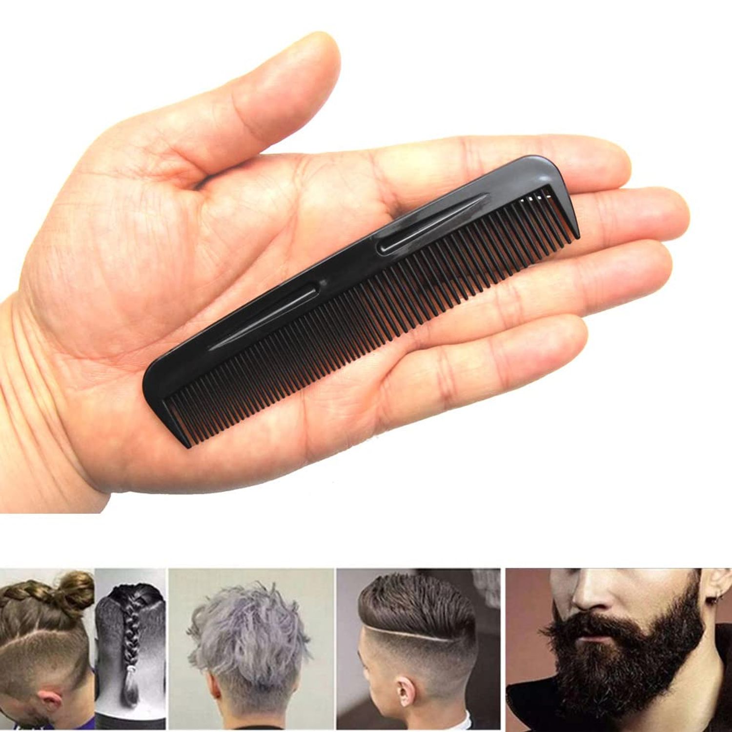 LUXXII (6 Pack) 5" Pocket Hair Comb Beard & Mustache Combs for Men's Hair Beard Mustache and Sideburns