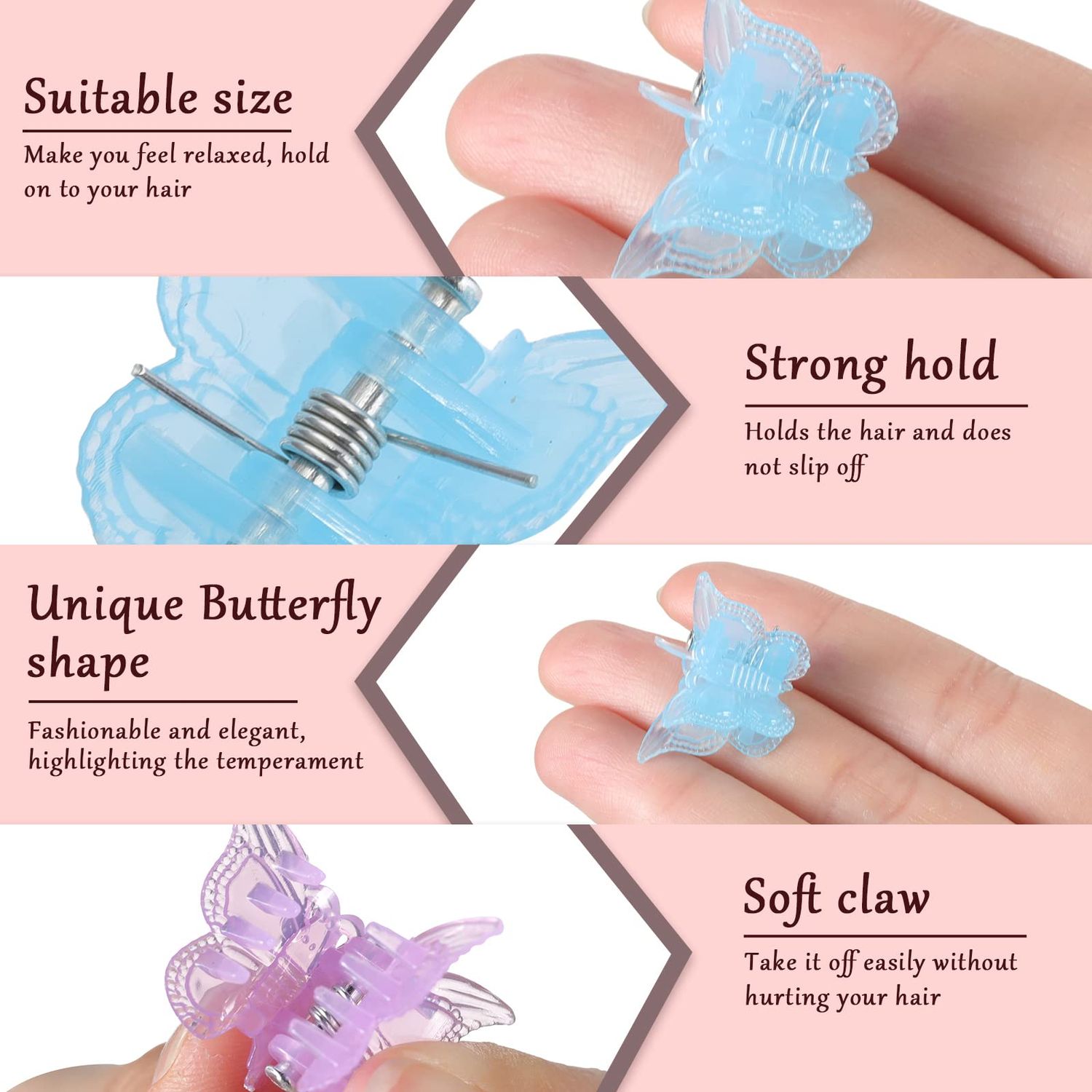 100 Pieces Butterfly Hair Clips Butterfly Clips for Hair 90s Girls Butterfly Clips Mini Hair Clips Butterfly with Box Mini Butterfly Clips Cute Clips Hair Accessories for Women (Jelly Color)