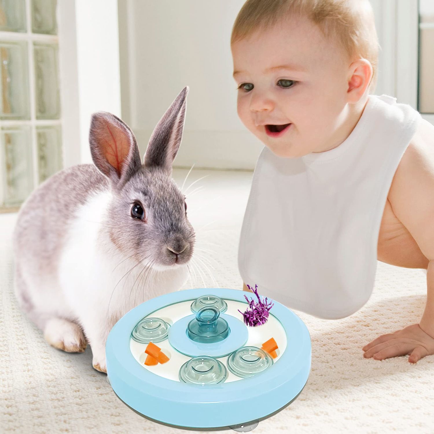 kathson Bunny Enrichment Toys Rabbit Foraging Toy Small Animal Treat Dispenser Hamster Puzzle Feeder Guinea Pig Interactive Toys Mental Stimulation for Ferret Chinchila Cat Dog
