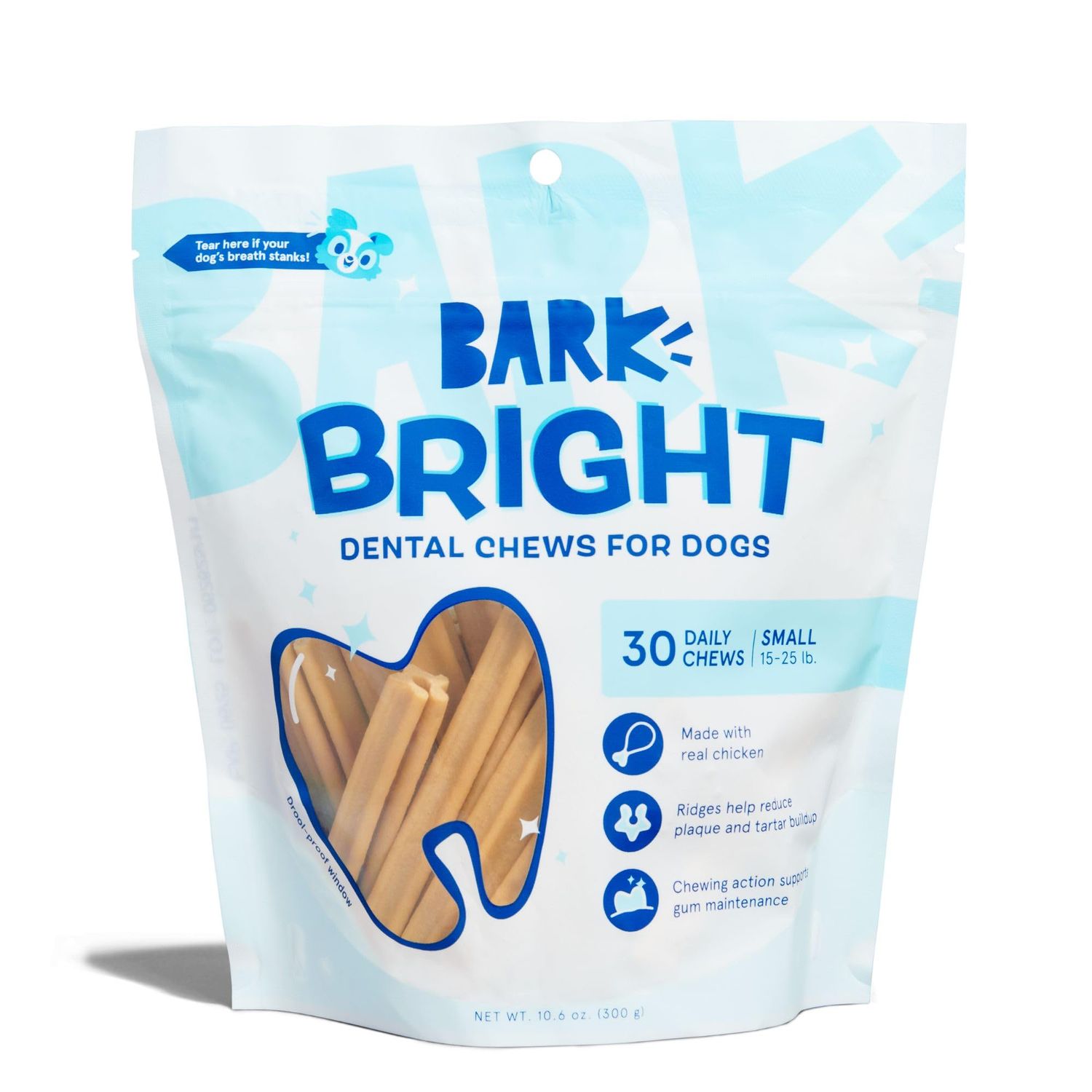 Barkbox Bright Original Dog Dental Chew Sticks, Plaque and Tartar Cleaning - Small Breeds (30 Chews)