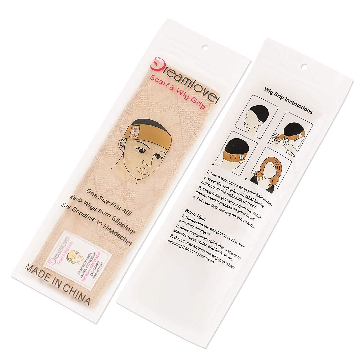Dreamlover Wig Grip Band, Wig Grip Headband for Women, Wig Grips for Keeping Wigs in Place, Nude, 2 Pieces