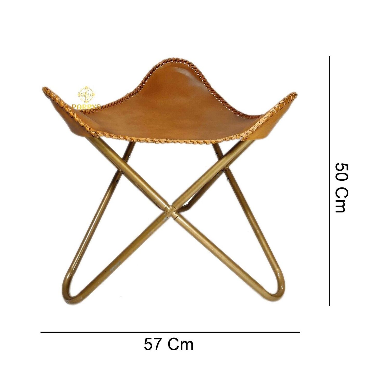 Relaxing Footrest Stool with Genuine Leather Ottoman Stool-Leather Butterfly