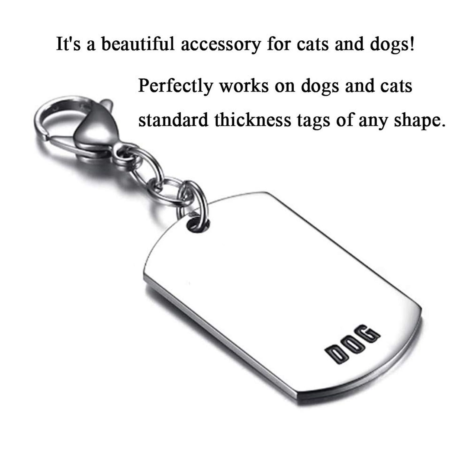 IVIA Dog Tag Clips / 316 Stainless Steel Lobster Buckle with Rings for Cat& Dog Collars and Necklace(4 Pack Silver)