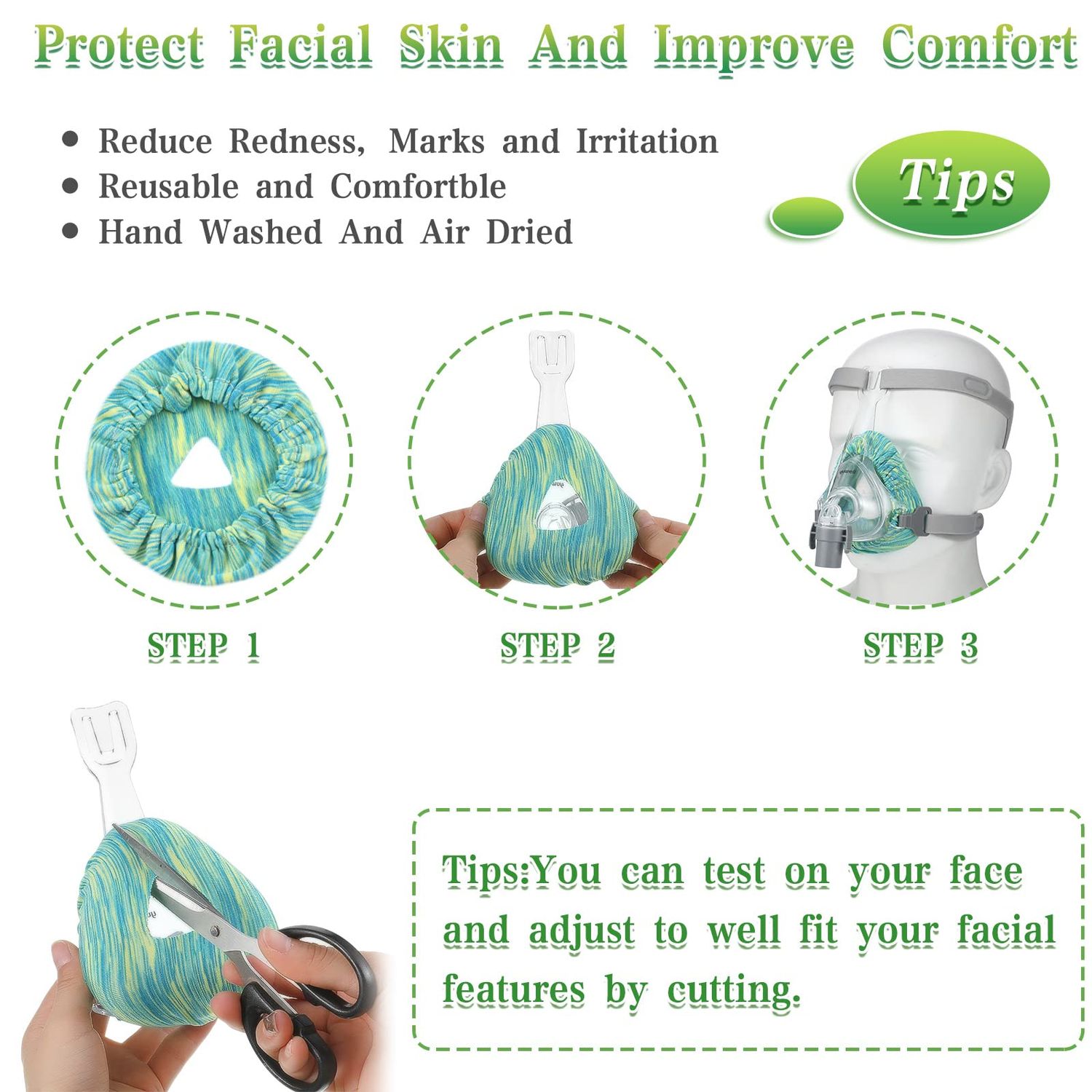 Tudomro 6 Packs Mask Liners for Full Face Cover Cushions Reusable Soft Mask Reduce Facial Redness Apnea(Mixed Color)