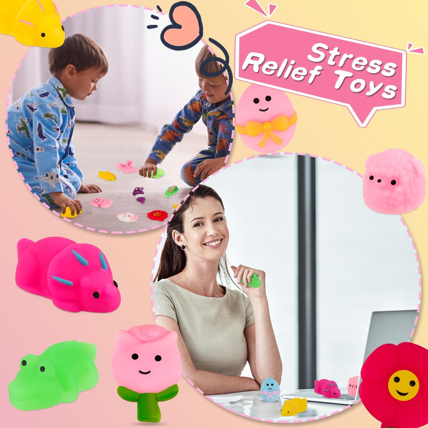 Outee 36 Pcs Mochi Animals Toys Cute Mochi Cat Stress Relief Toys Mochi Animals Party Favors for Kids Mini Animals Cat Easter Gifts for Kids Adults