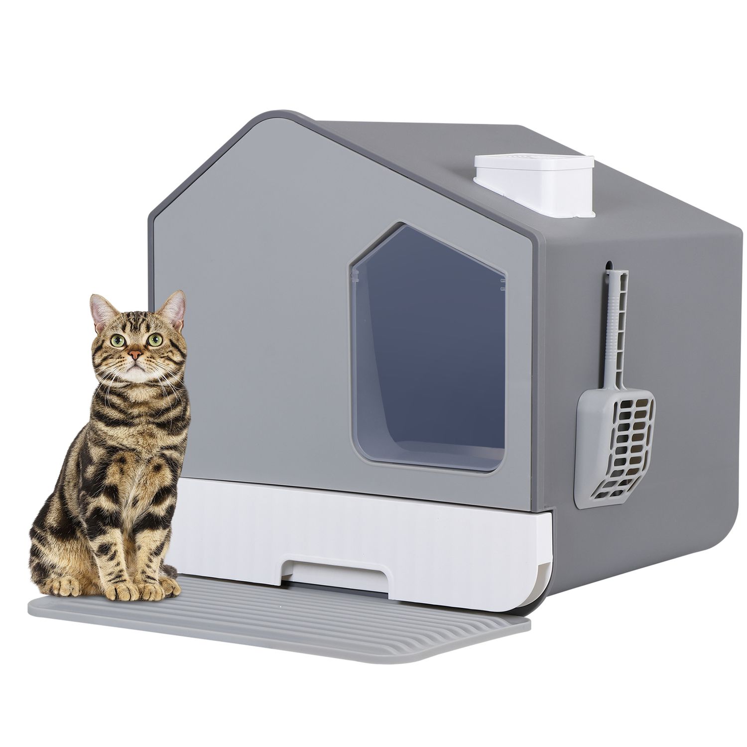 Large Enclosed Cat Litter Box Versatile Anti-Splash Closed Litter Boxes w/Scoop