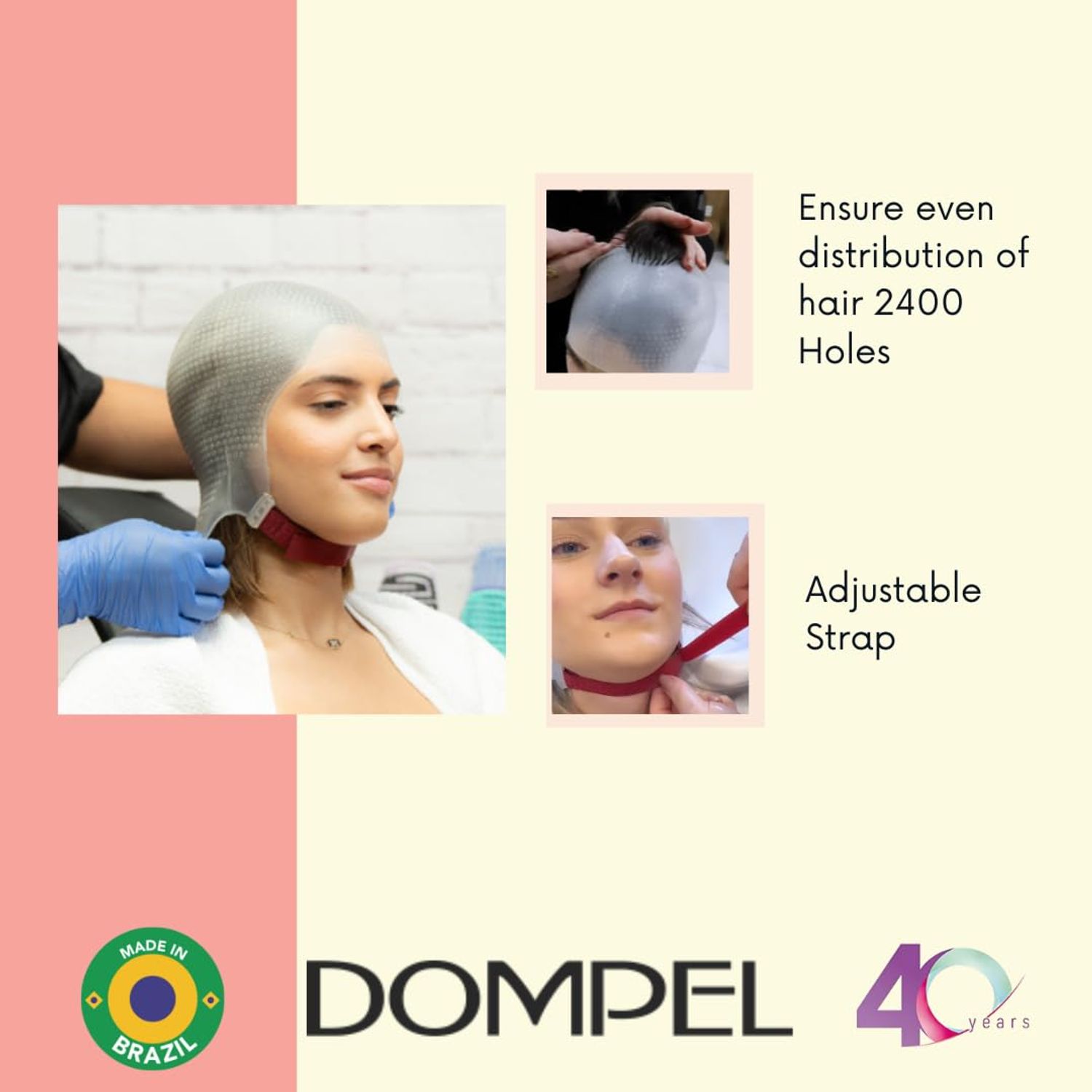 DOMPEL Sparta 2.4K Silicone Highlight Hair Cap Color White | Perfect Highlights | 2,400 Strategically Positioned Holes | Curved Design for a Perfect Fit | Reusable silicone cap with metal needle