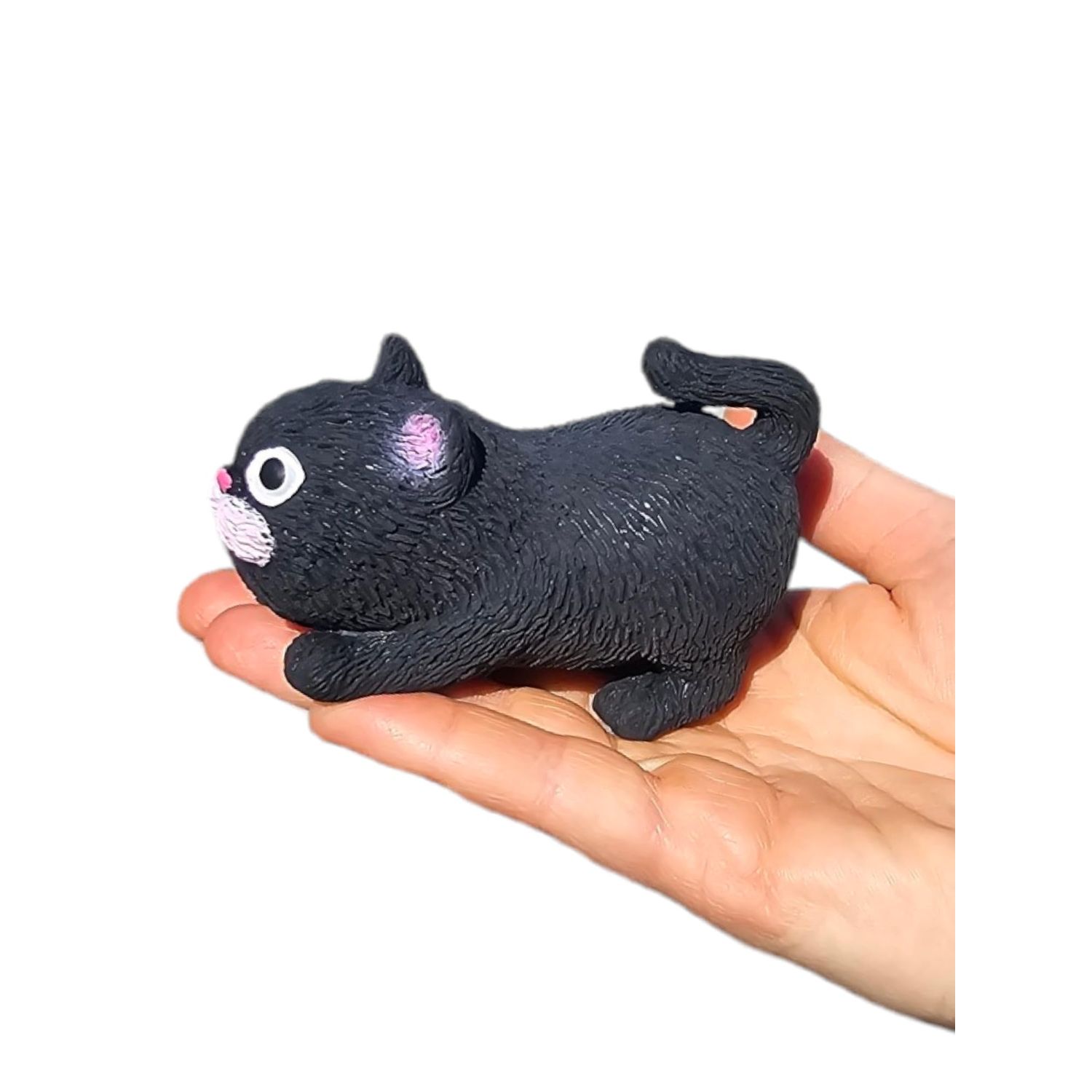 Squishy Stretchy Cat (3.5" to 6.5") Rubber Fidget Sensory Toy Filled with Sand. Great Stress Relief Cat Toy for Kids, Adults and Pets. (3 Pack