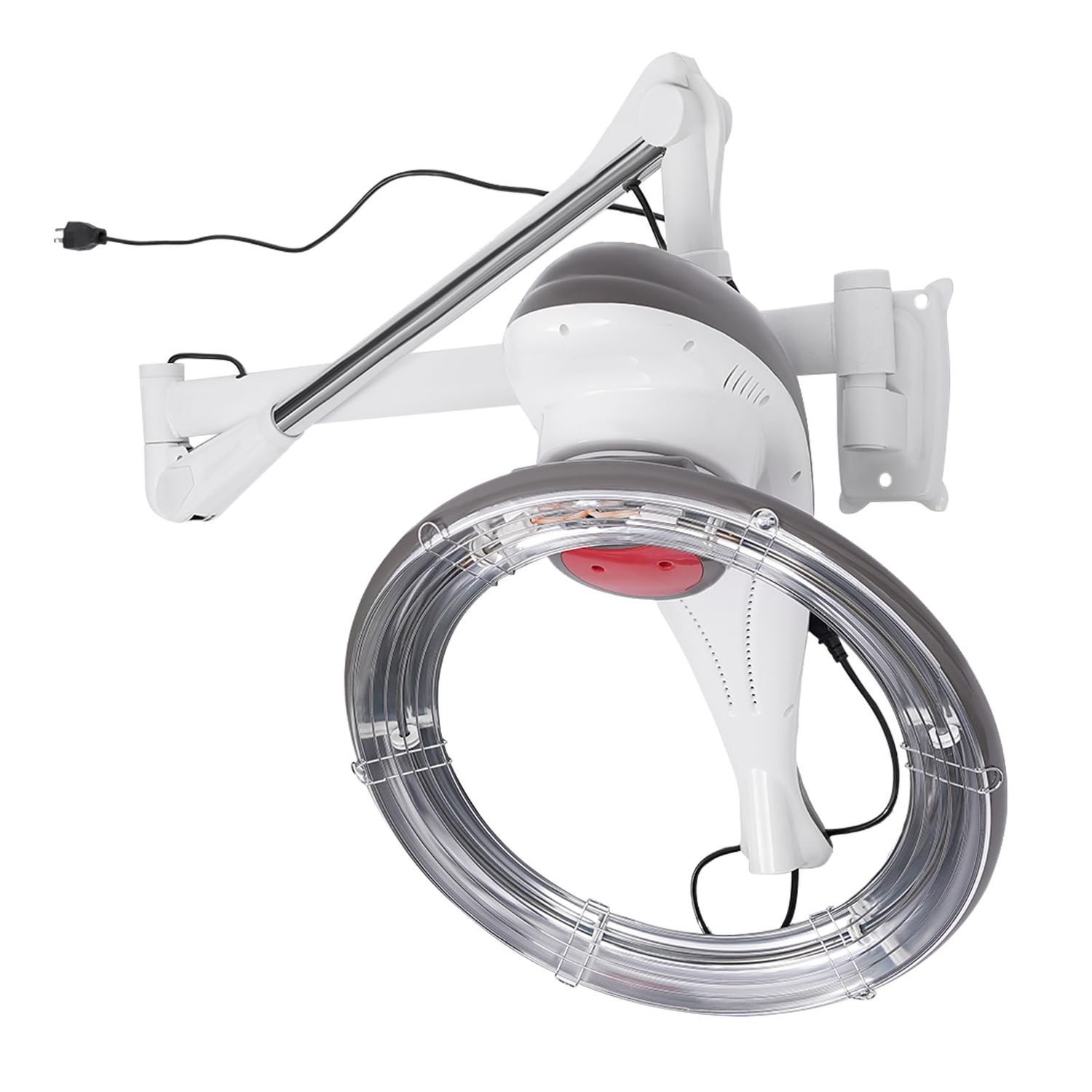 Wall Mount Rotating Hair Dryer, Salon Hair Perming Machine,950W 110V Salon Hair Dryer Processor Accelerator Heater Lamp Temperature Adjustable，360 Rotating Heating (Grey)