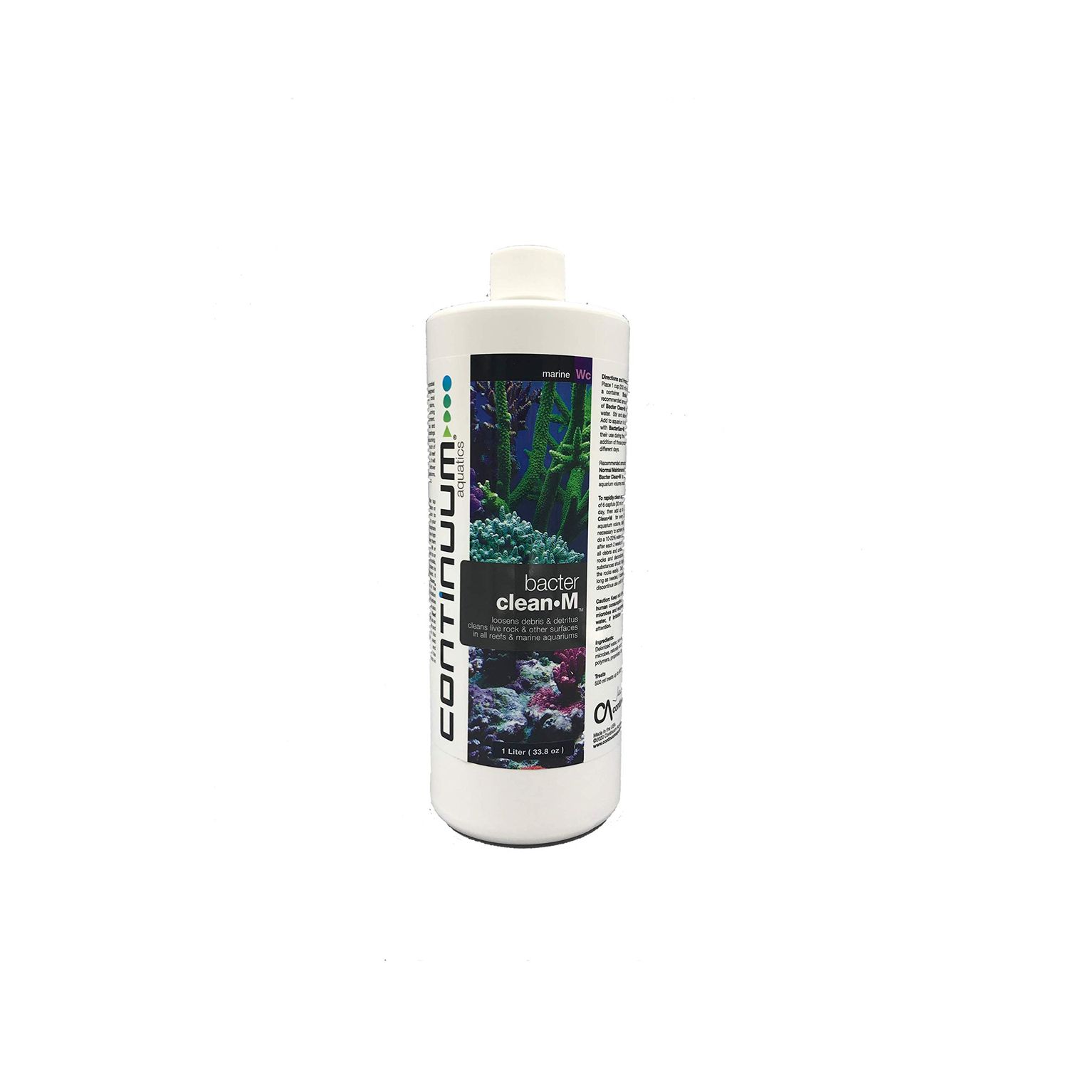 Continuum Aquatics BacterClean-M - Cleaning Microbial Culture for Reef and Marine Aquariums, 1 L, Model Number: QBCM1L