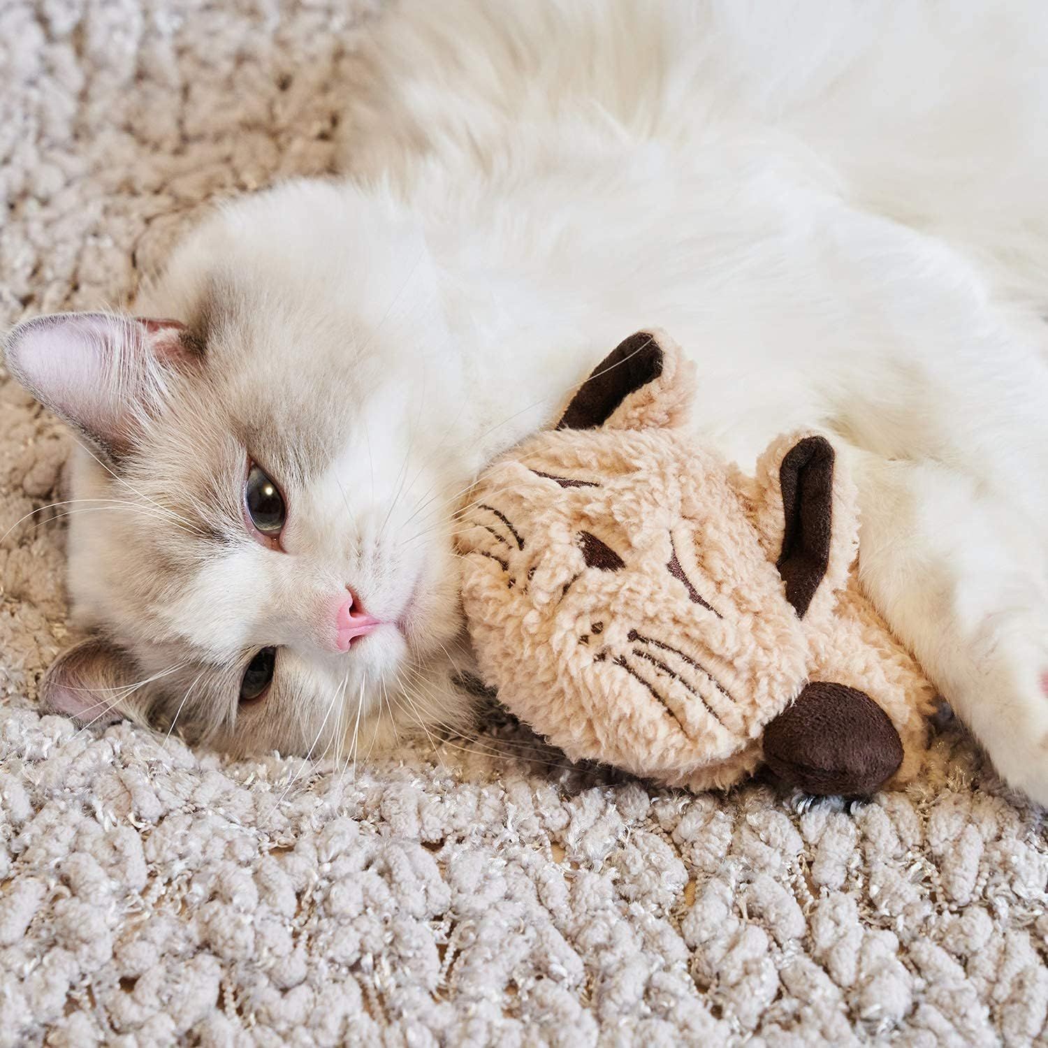 ALL FOR PAWS Cat Toys for Indoor Cats, Purring Cat, Catnip Toys, Cat Plush Toy, Cat Pillow, Anxiety Toys, Kitten Toys, Pet Toy
