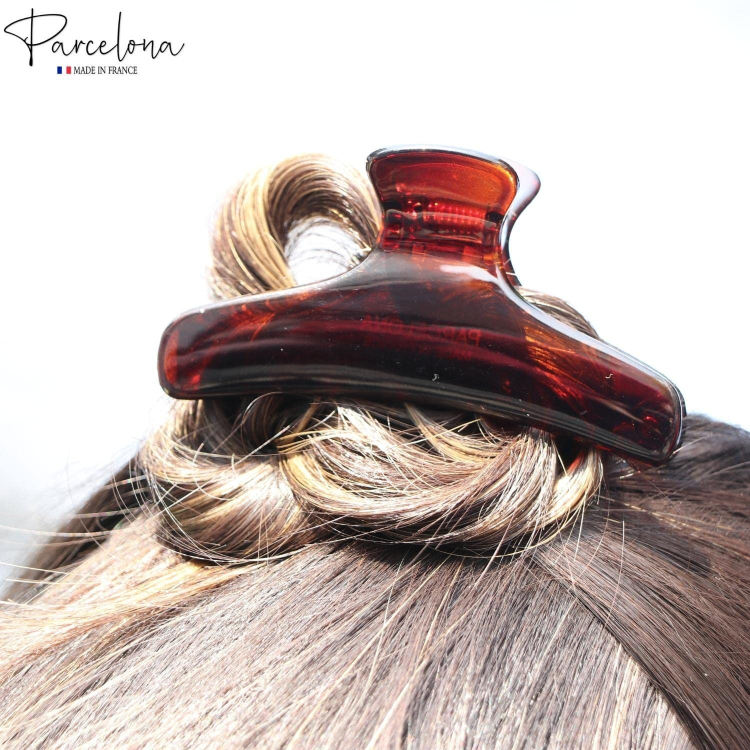 Parcelona French Flat Salon Style Medium 3 1/4 Inch Covered Spring Tortoise Jaw Hair Claw Clip Clutcher Clamp Clasp