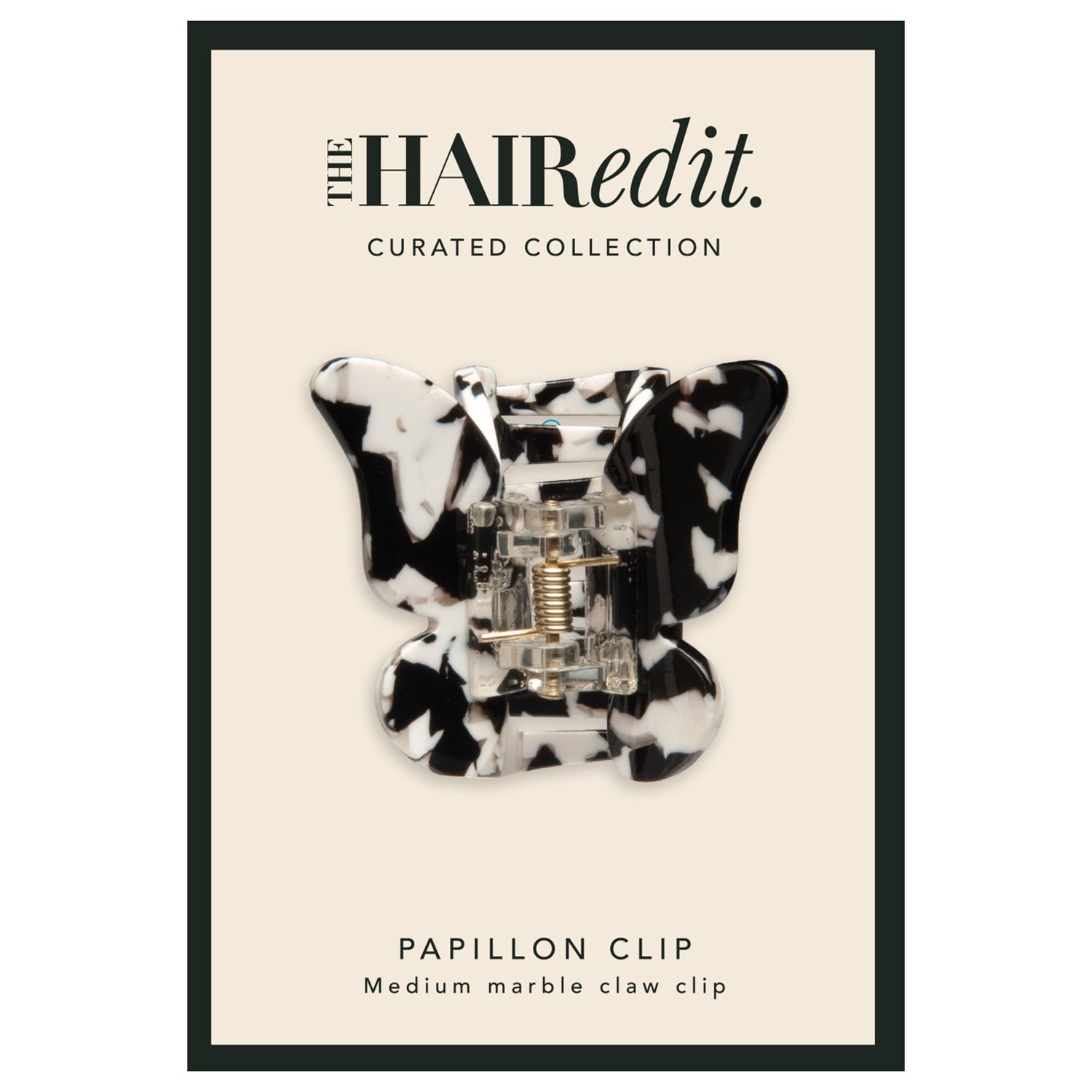 The Hair Edit Black & White Marble Papillon Claw Clip