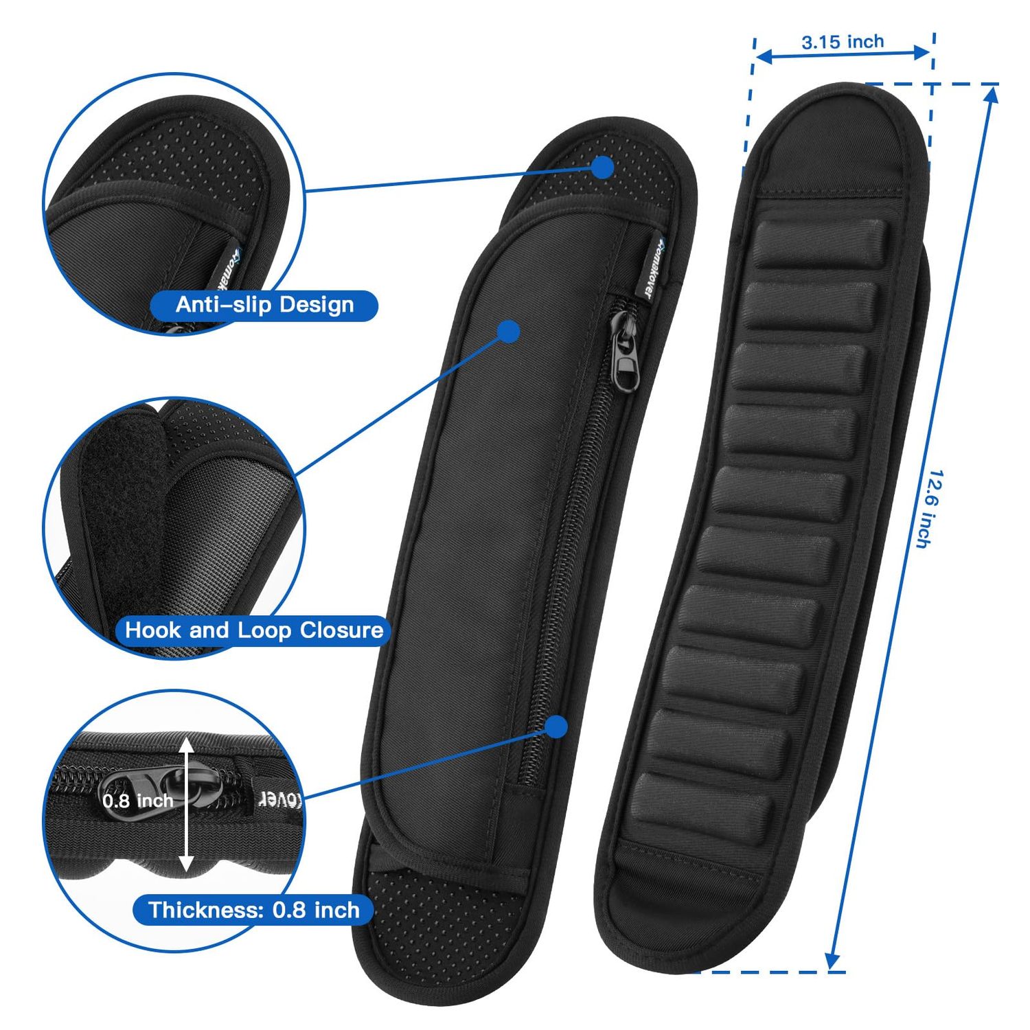 Universal Shoulder Strap Pad with Extra Thick Air Cushion, Breathable Backpack Pad with Pocket, Anti-Slip Car Seatbelt Shoulder Pad, Suitable for Computer bag,Camera,Duffel, Guitar, Backpacks