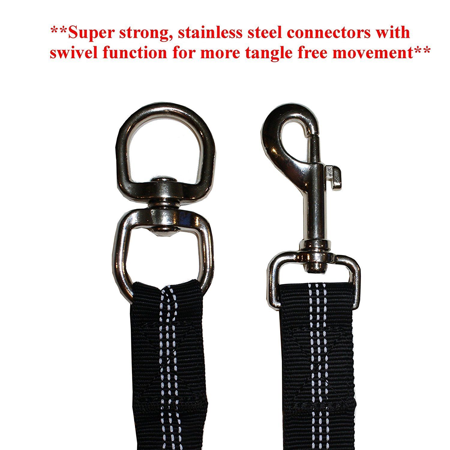 Pet Fit For Life 64" Premium Two Dog Leash: Premium Double Leash for Dogs, Provides Control and Comfort - Durable Foam Rubber Handle, Shock Absorbing Cord - Includes Bonus Collapsible Water Bowl