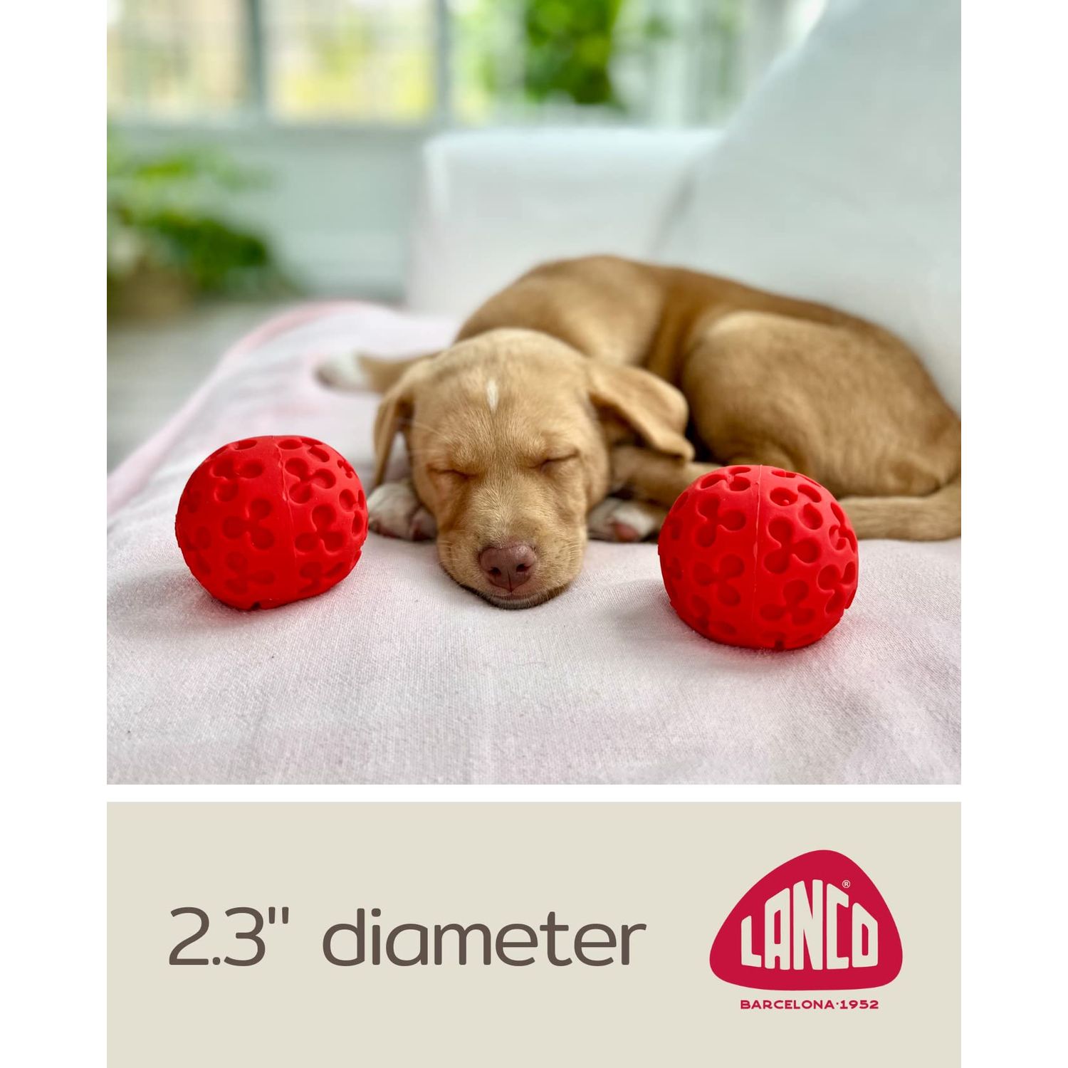 Small Ball Dog Toy - 100% Natural Rubber (Latex) - Soft Squeaky Dog Toy - Small Dogs Puppies - Indoor Play - Complies with Same Safety Standards as Kids' Toys - Small (2.35") - Set of 2 Pink
