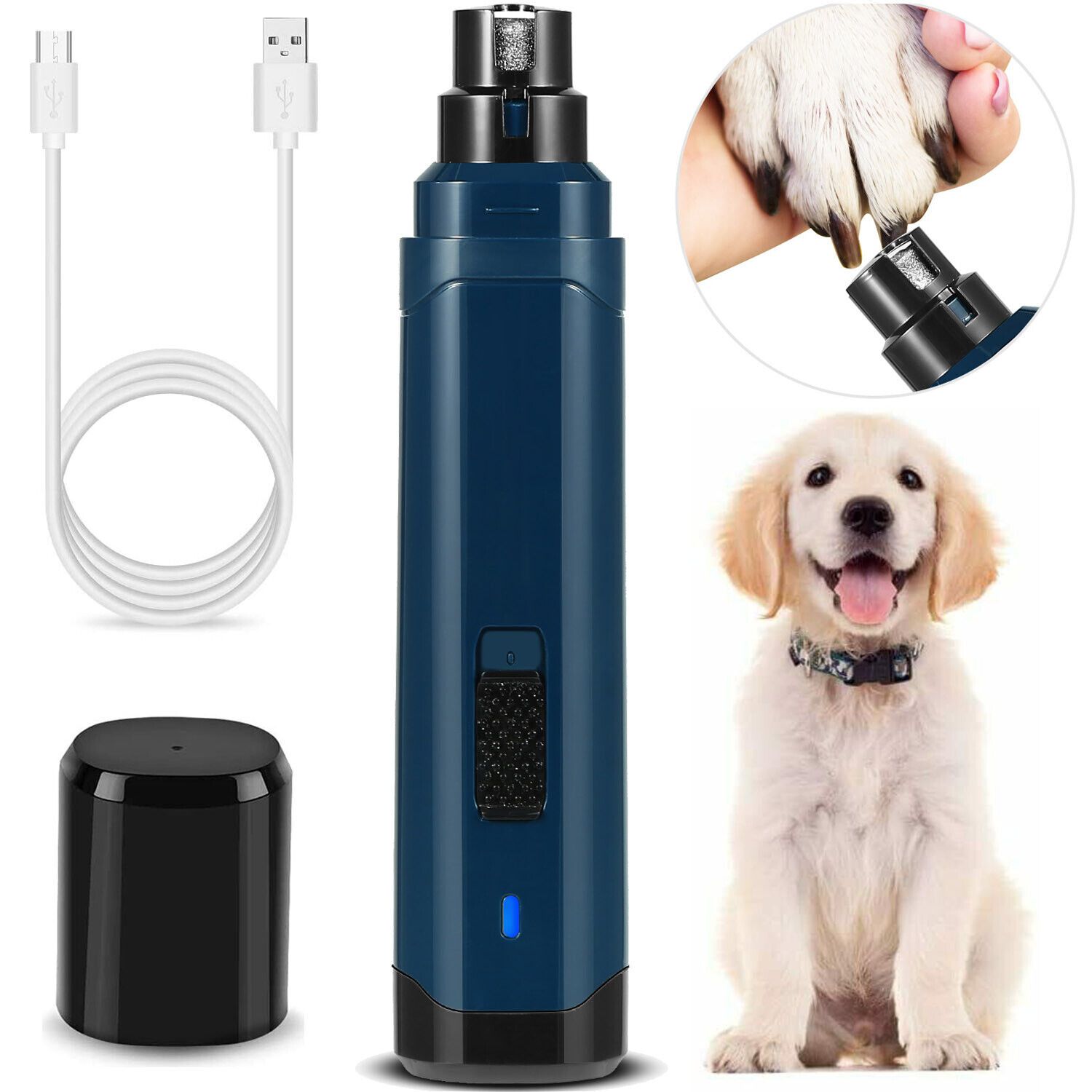 Professional Electric Dog Nail Grinder Pet Trimmer USB Charge Clipper 2 Speeds