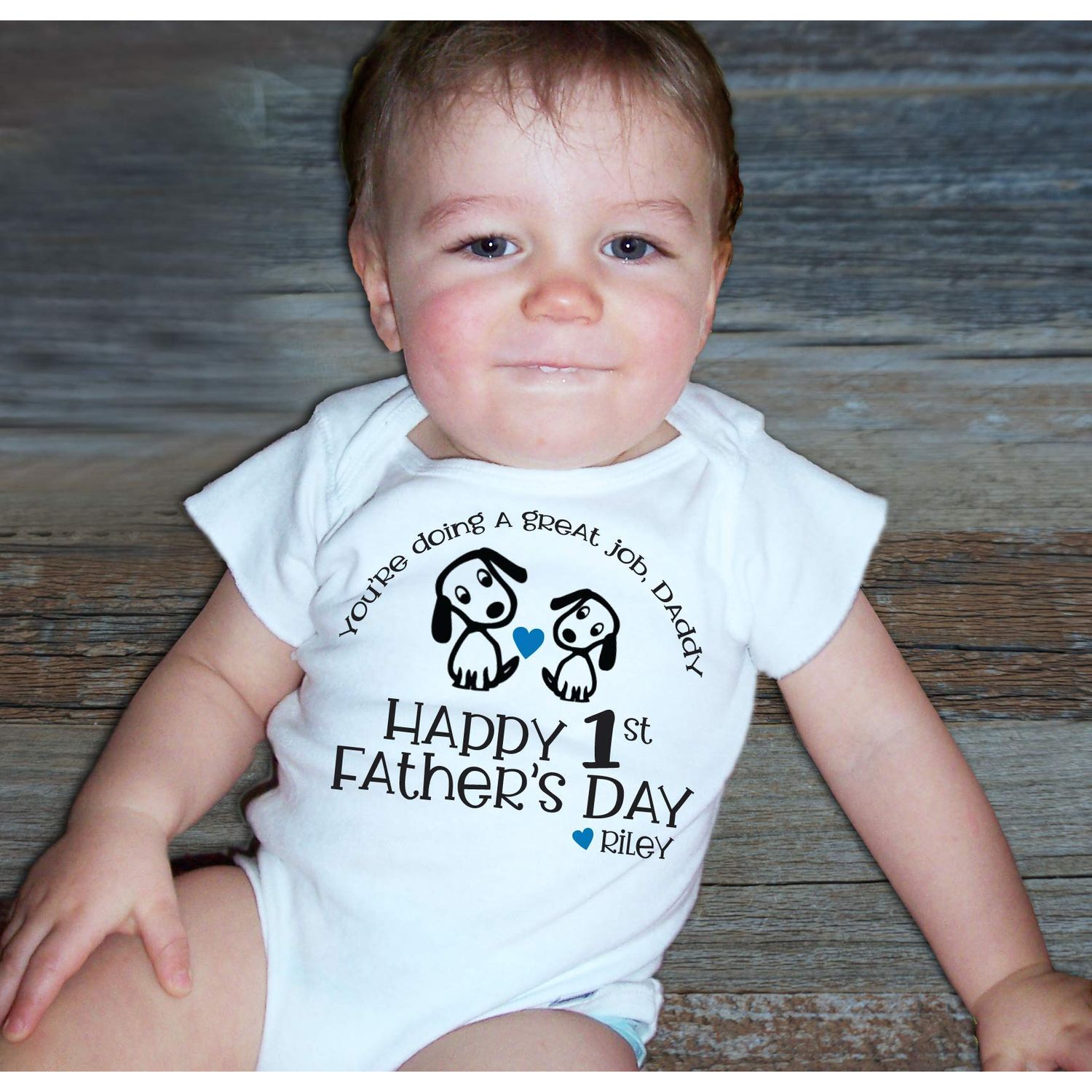 You're Doing a Great Job Daddy Happy First Father's Day Best Dad Onesie Personalized Puppy Dog Shirt