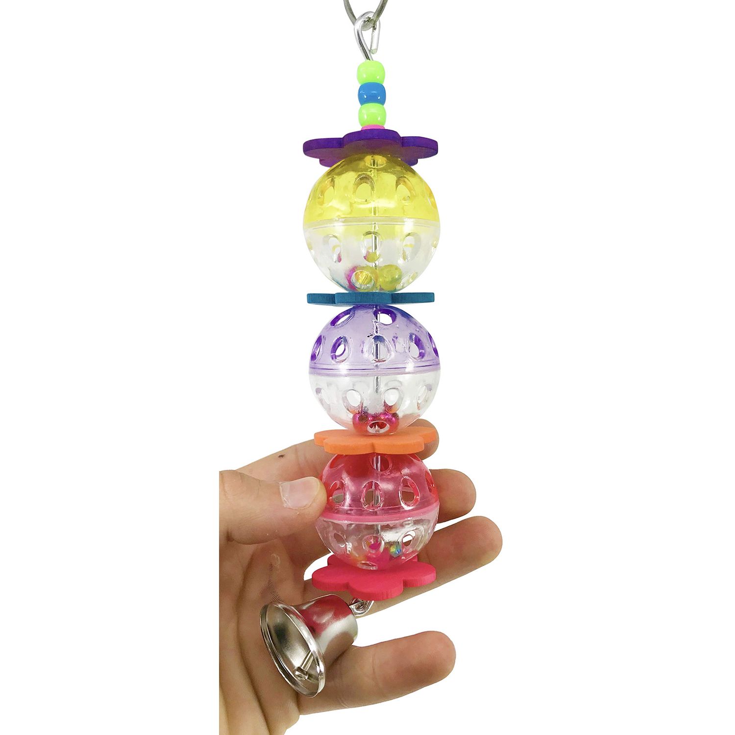 Bonka Bird Toys 3100 Ball Daisy Bird Toy Parrot Plastic Rattle cage Ball Wood chew Forage Perch Swing Parakeet Conure Cockatiel Rainbow Ladder Accessories Bridge Playground Gym Supplies